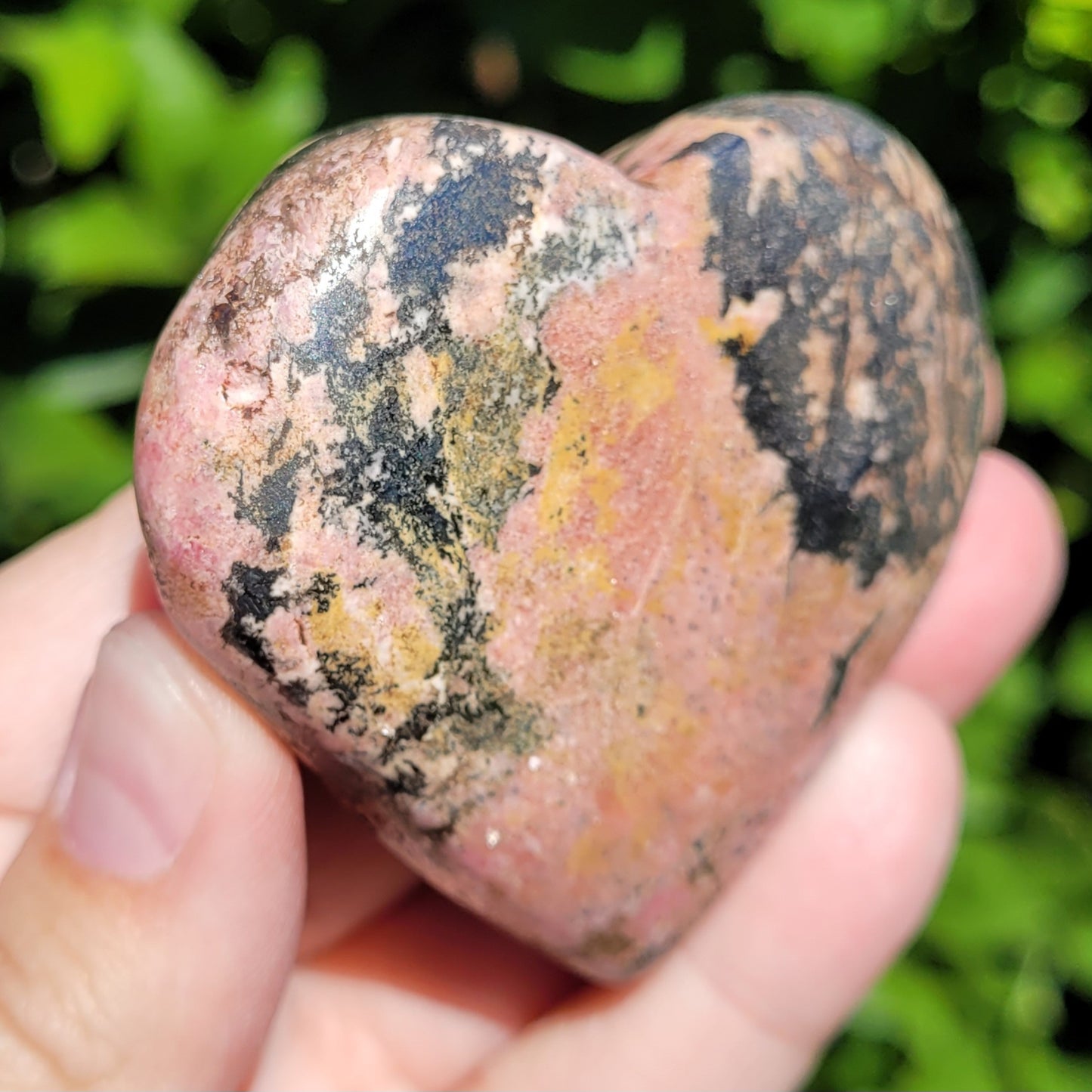 Rhodonite Heart Crystal, 2.5"x 2.3", 146 Grams