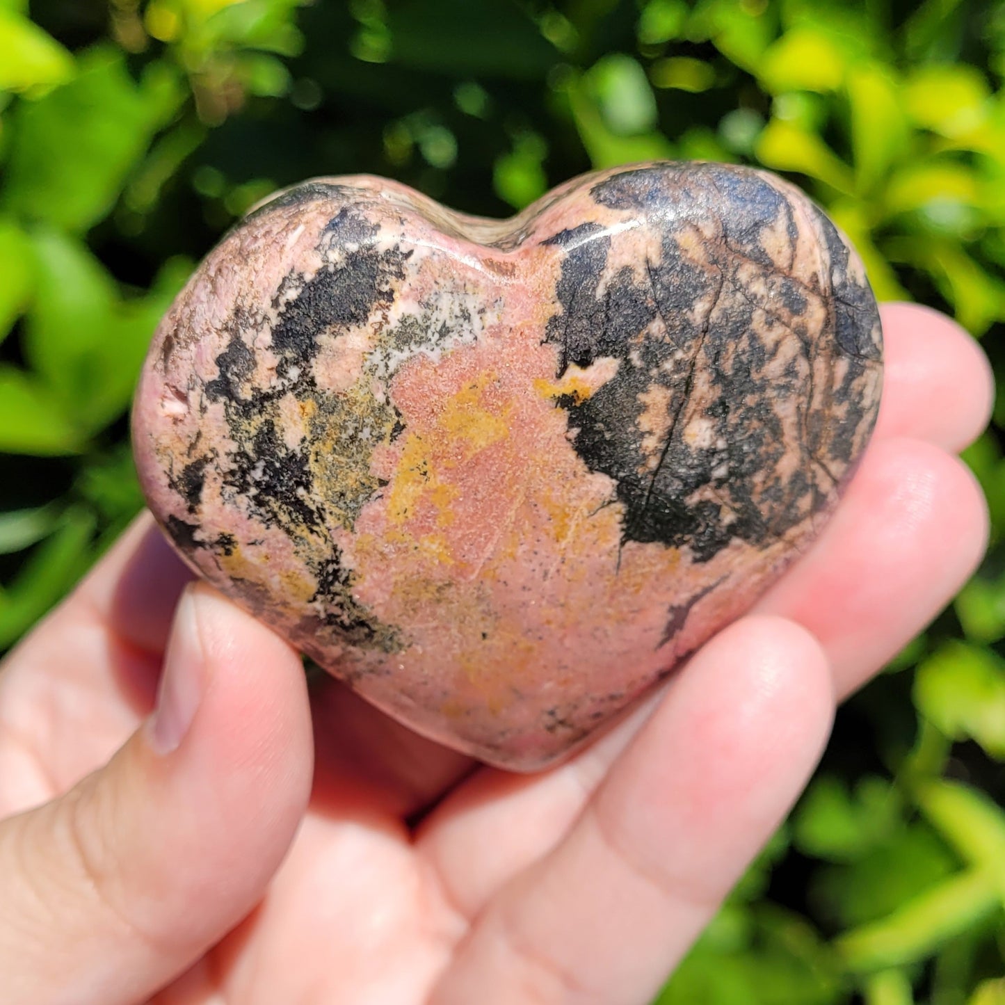 Rhodonite Heart Crystal, 2.5"x 2.3", 146 Grams