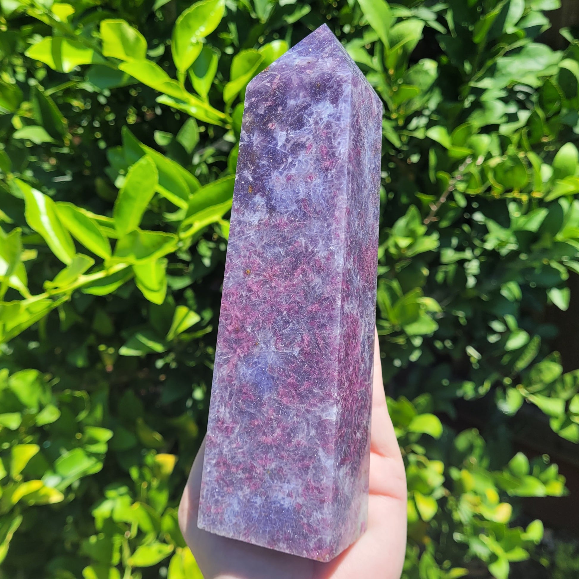 Unicorn Stone Crystal Tower, 7.3" Lepidolite and Pink Tourmaline