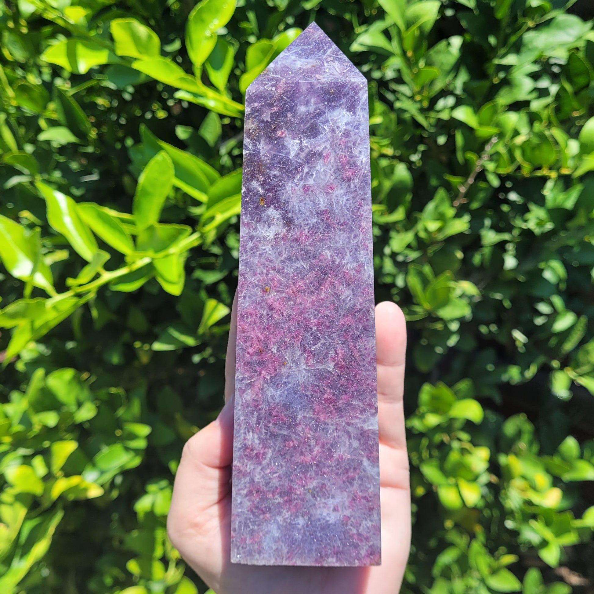 Unicorn Stone Crystal Tower, 7.3" Lepidolite and Pink Tourmaline