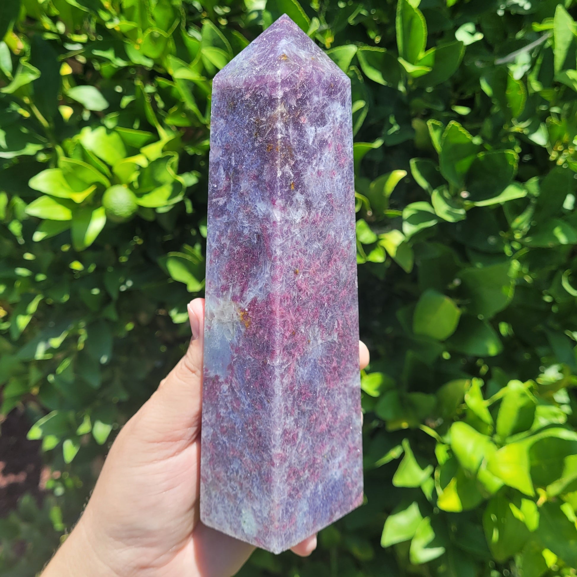 Unicorn Stone Crystal Tower, 7.3" Lepidolite and Pink Tourmaline