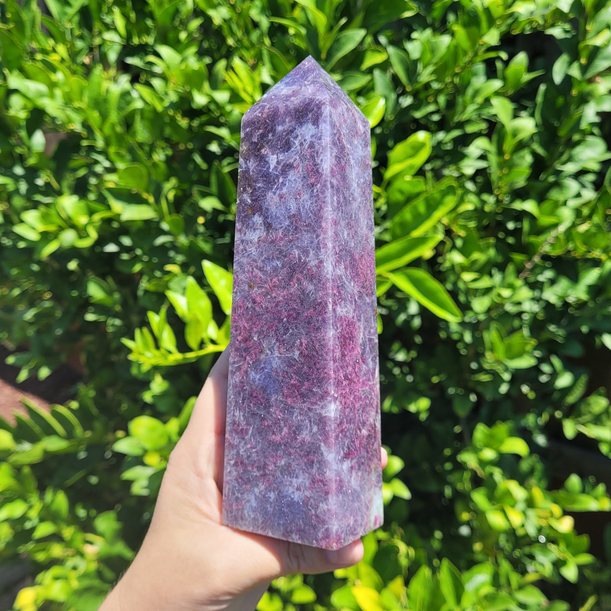 Unicorn Stone Crystal Tower, 7.3" Lepidolite and Pink Tourmaline