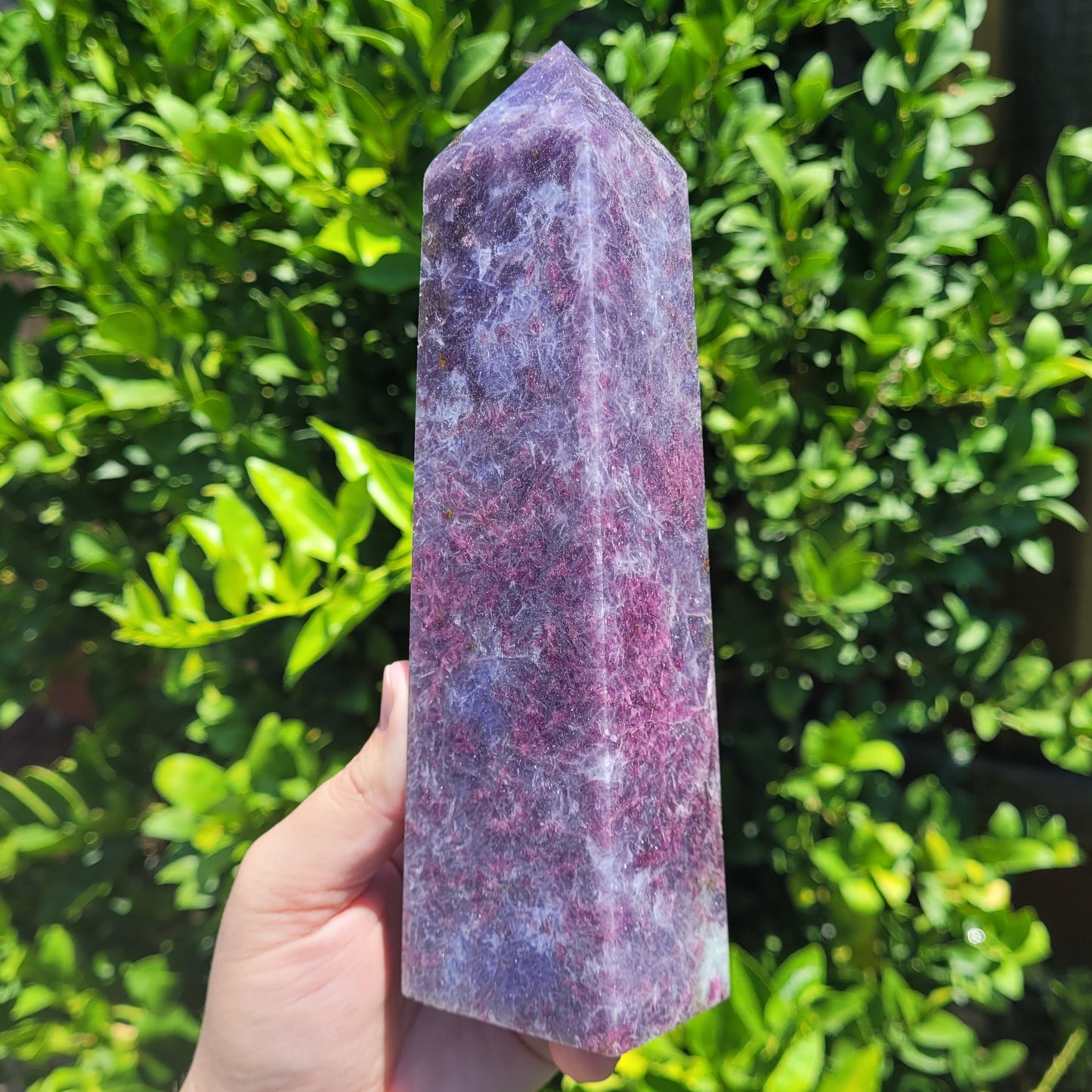 Unicorn Stone Crystal Tower, 7.3" Lepidolite and Pink Tourmaline