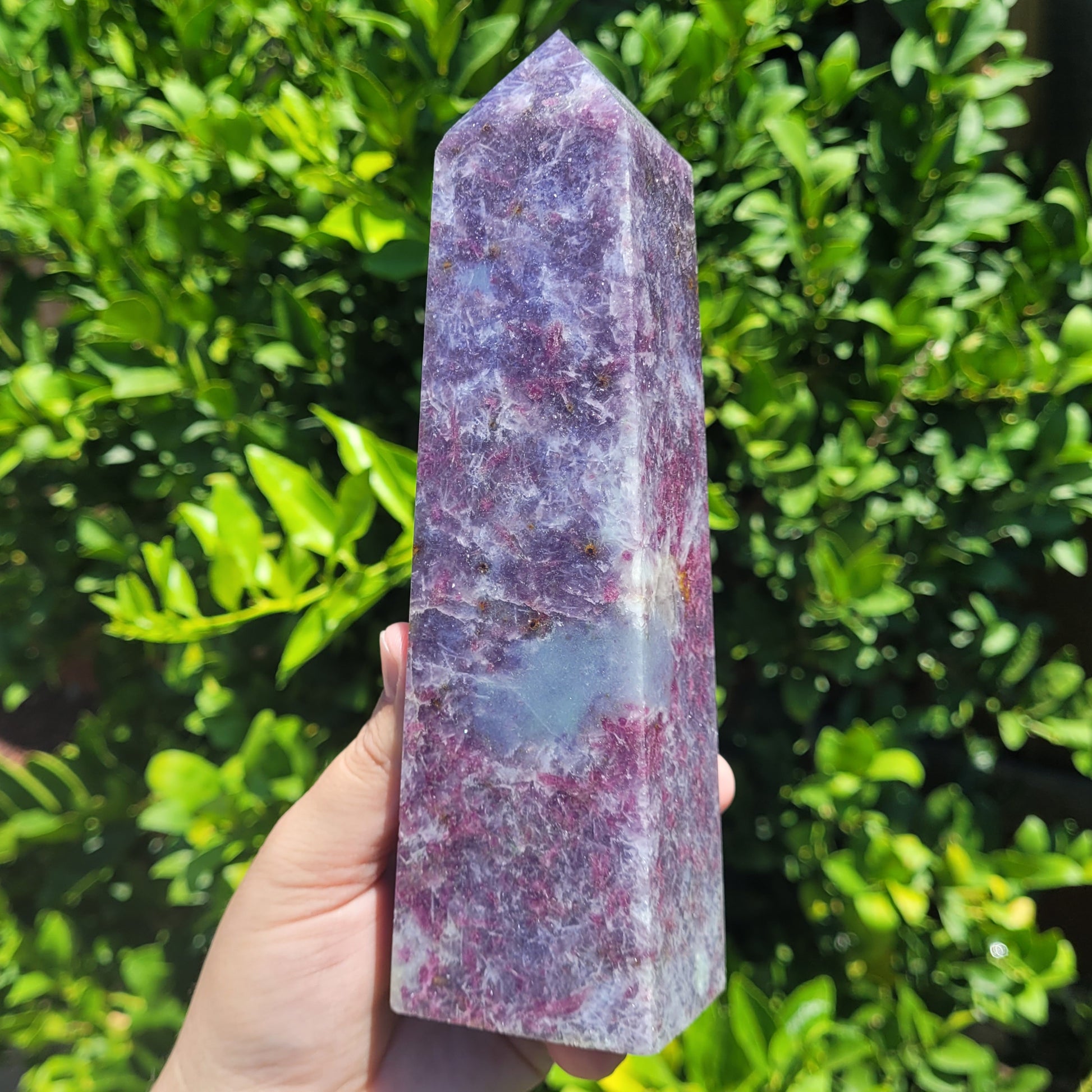 Unicorn Stone Crystal Tower, 7.3" Lepidolite and Pink Tourmaline