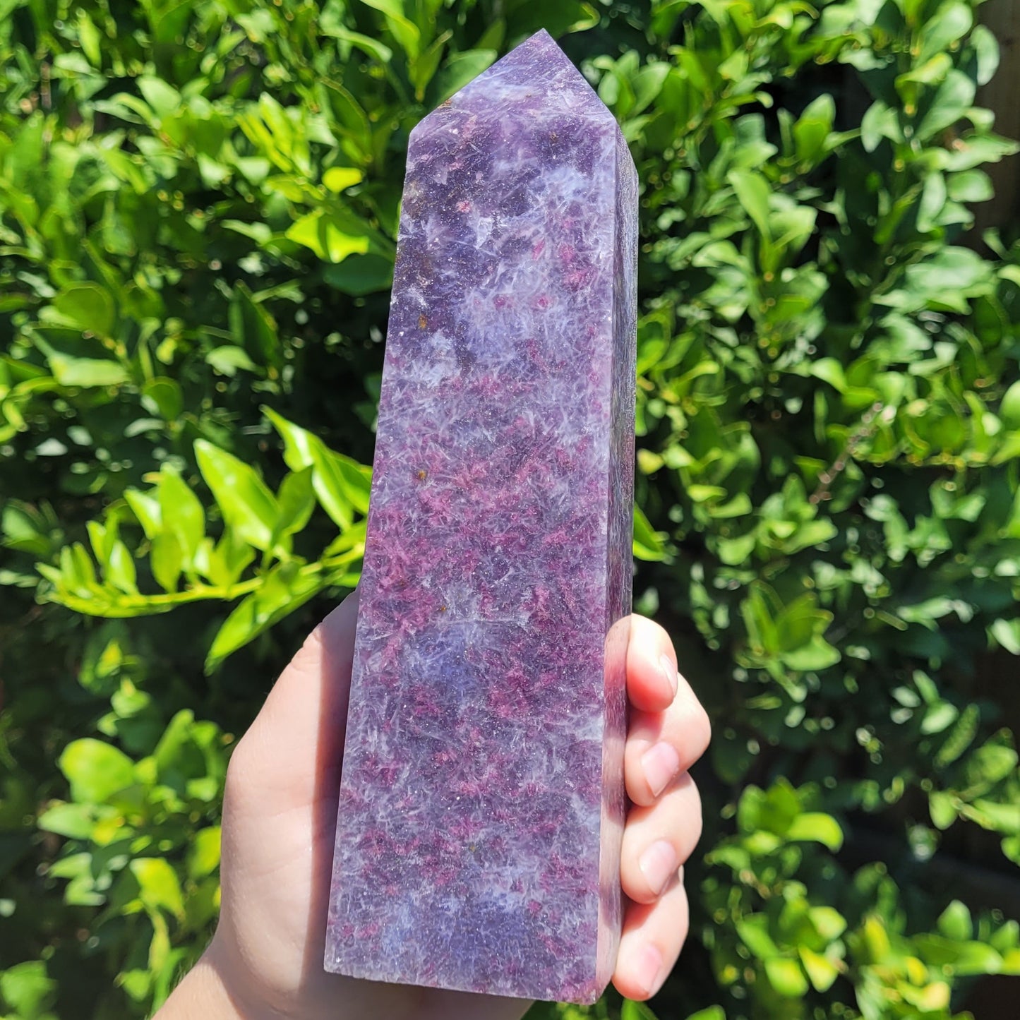 Unicorn Stone Crystal Tower, 7.3" Lepidolite and Pink Tourmaline, 899g