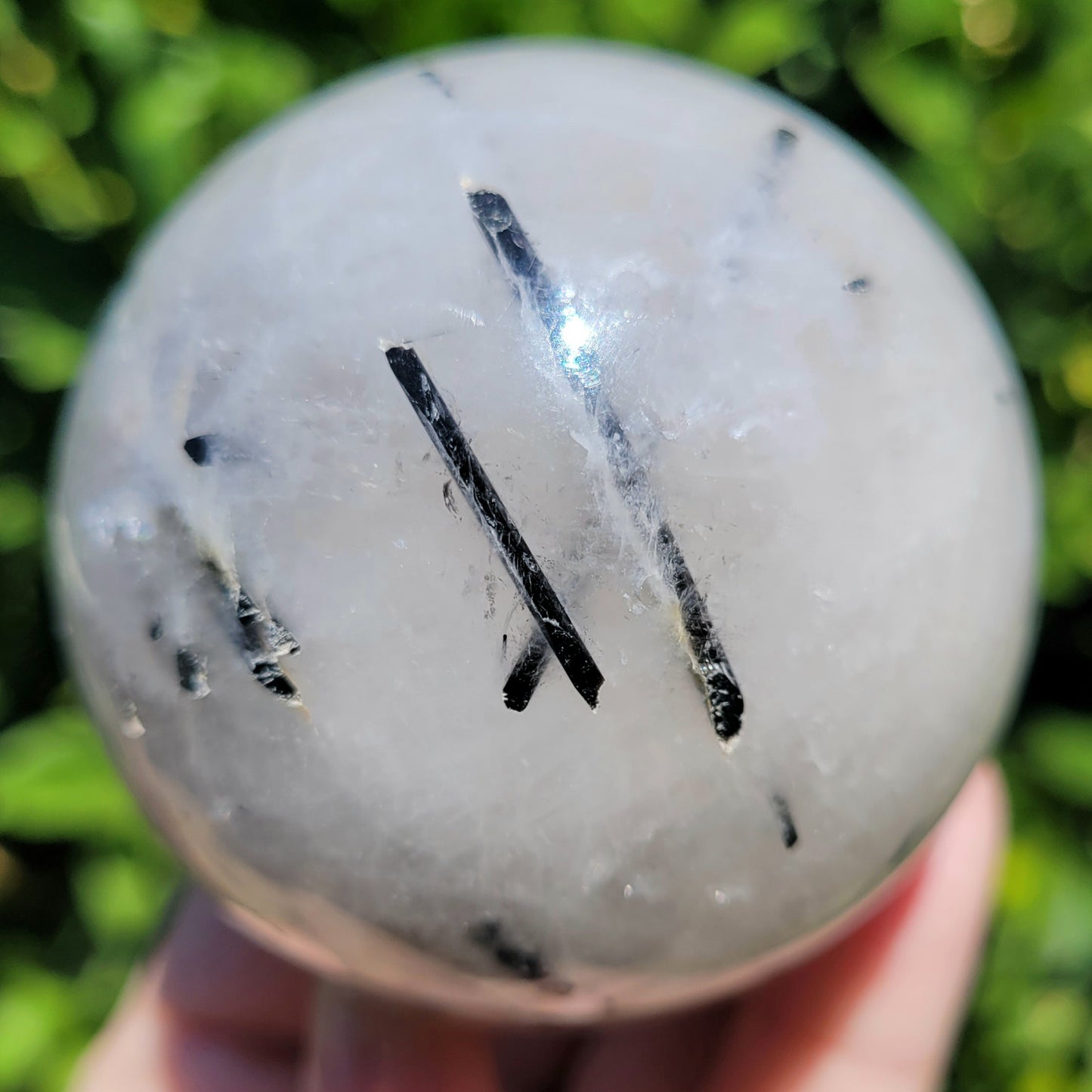 Black Tourmaline in Quartz Sphere, 319g, 61mm, 2.4"