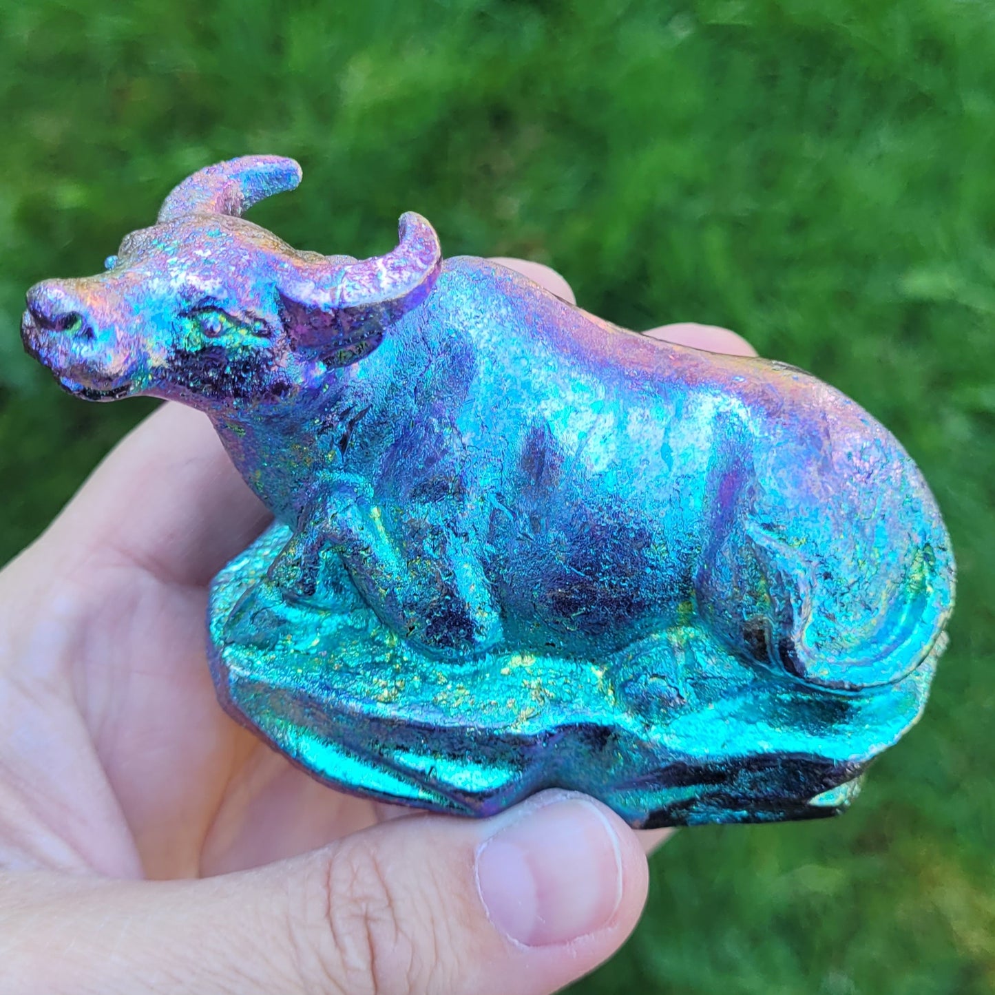 Bismuth Bull in Purple Blue, by The Bismuth Smith, Taurus Gift, 3.5" x 2.1"