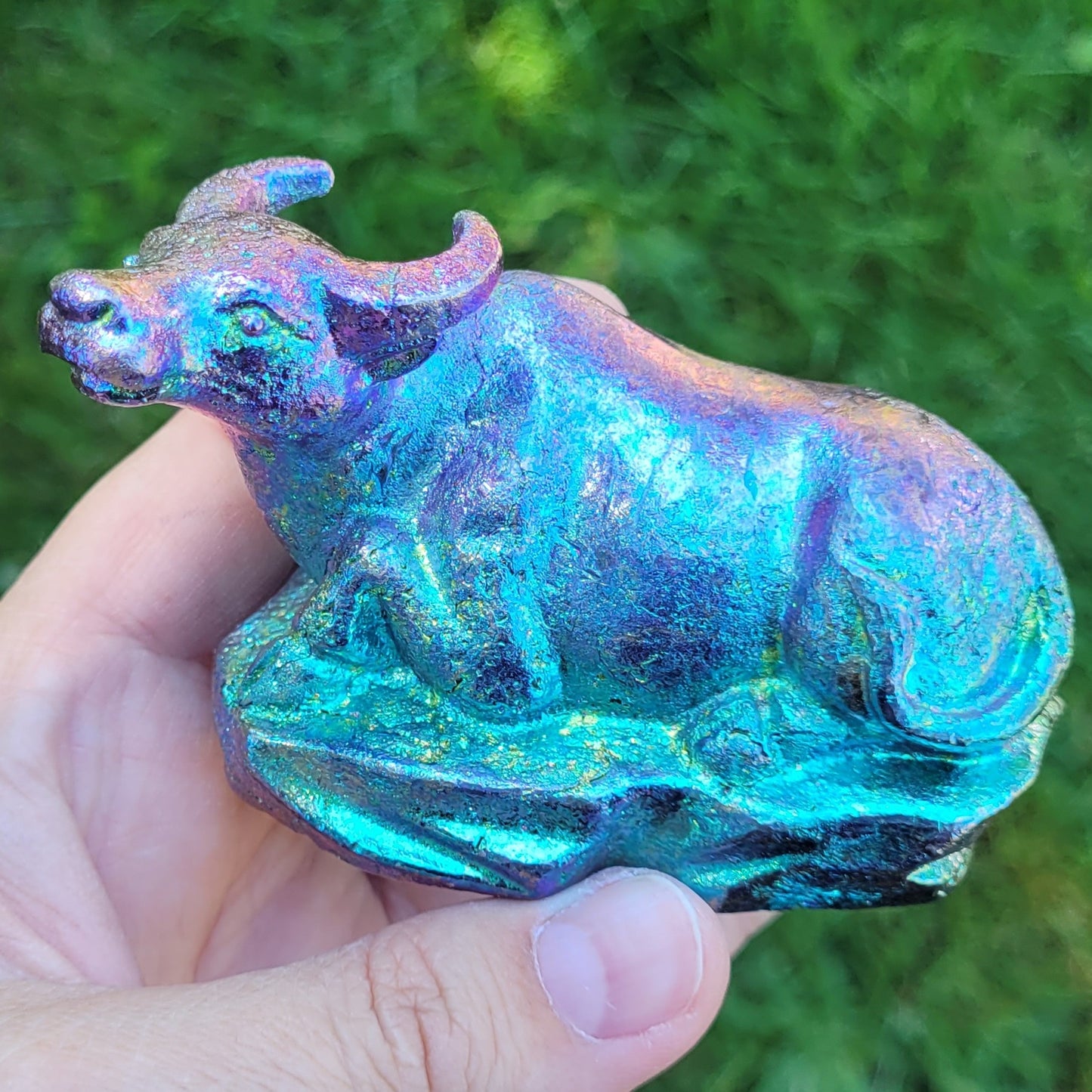 Bismuth Bull in Purple Blue, by The Bismuth Smith, Taurus Gift, 3.5" x 2.1"