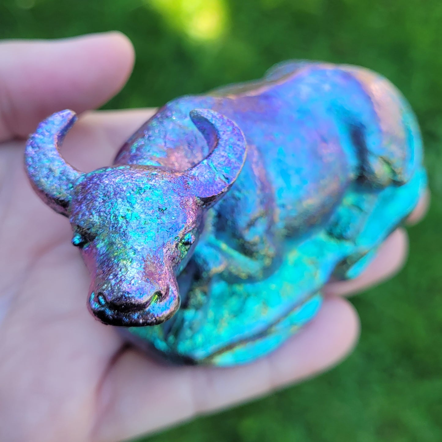 Bismuth Bull in Purple Blue, by The Bismuth Smith, Taurus Gift, 3.5" x 2.1"