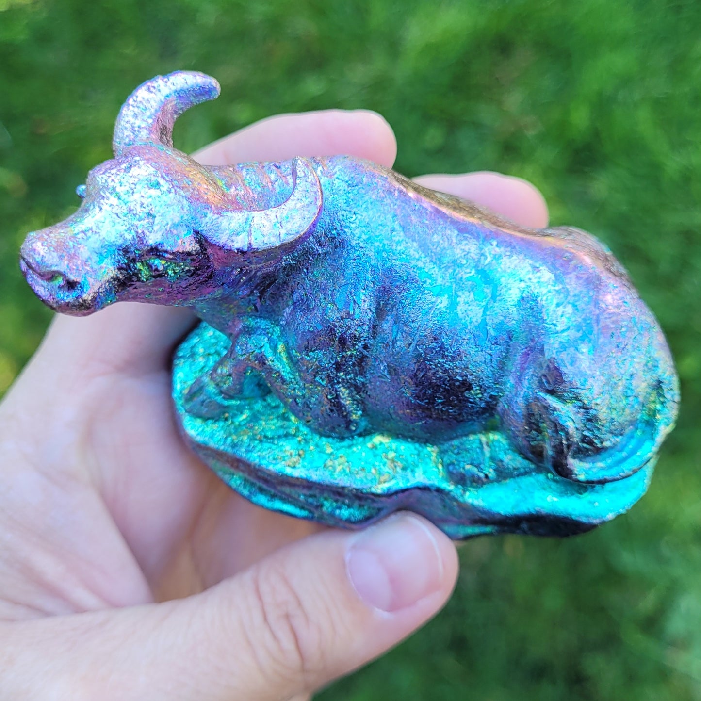 Bismuth Bull in Purple Blue, by The Bismuth Smith, Taurus Gift, 3.5" x 2.1"