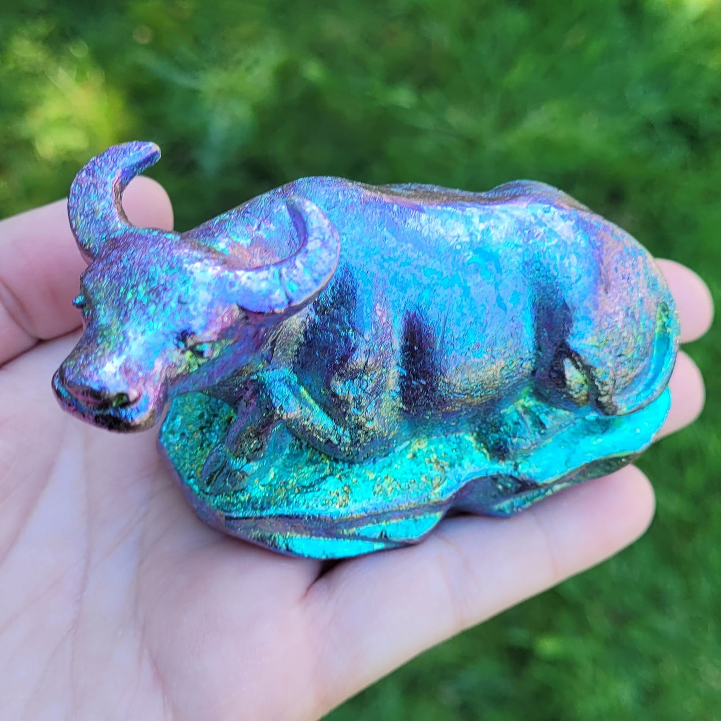 Bismuth Bull in Purple Blue, by The Bismuth Smith, Taurus Gift, 3.5" x 2.1"