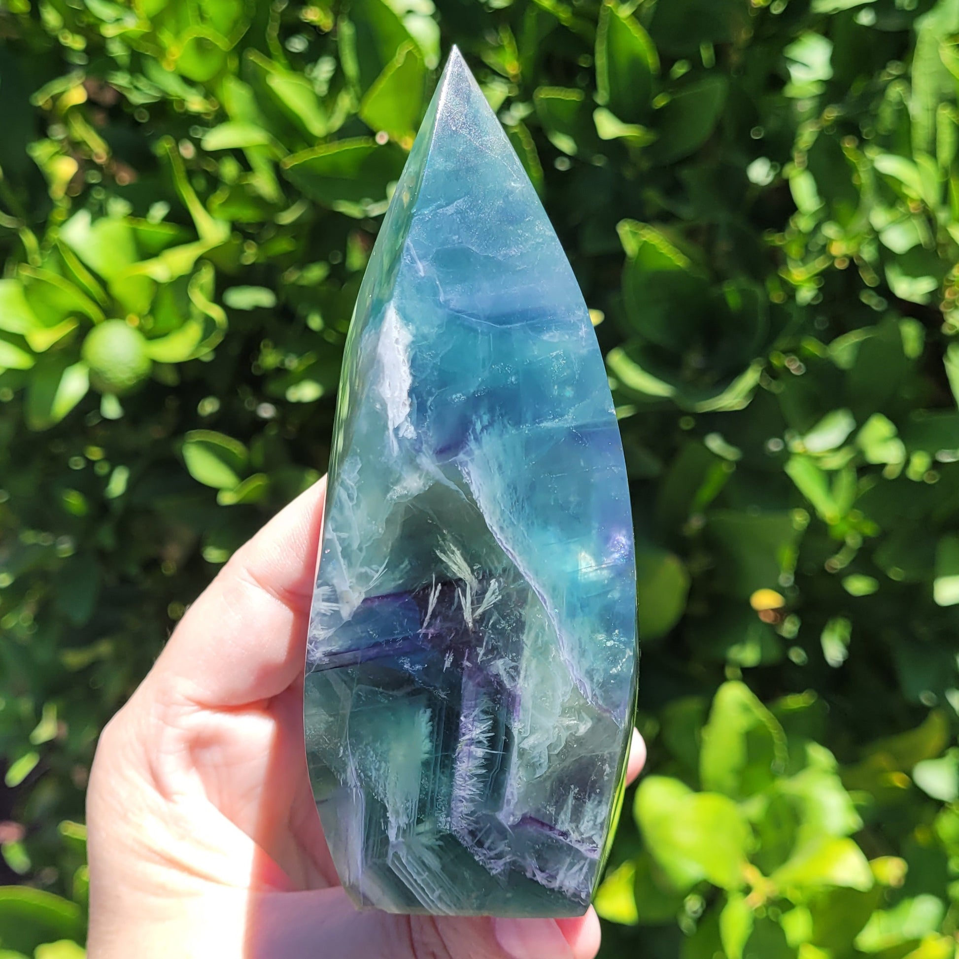 Rainbow Snowflake Fluorite Crystal Flame