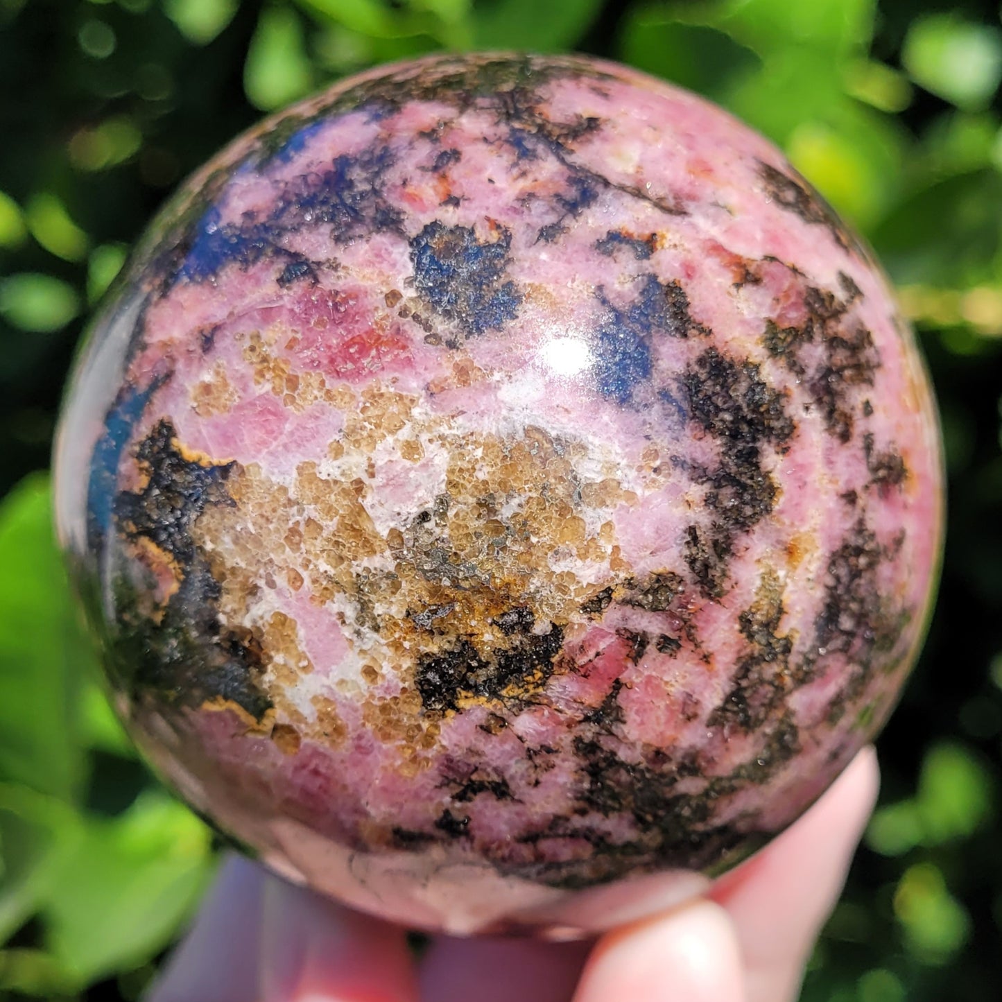 Rhodonite Sphere, 652g, 70mm, 2.8" (#A)