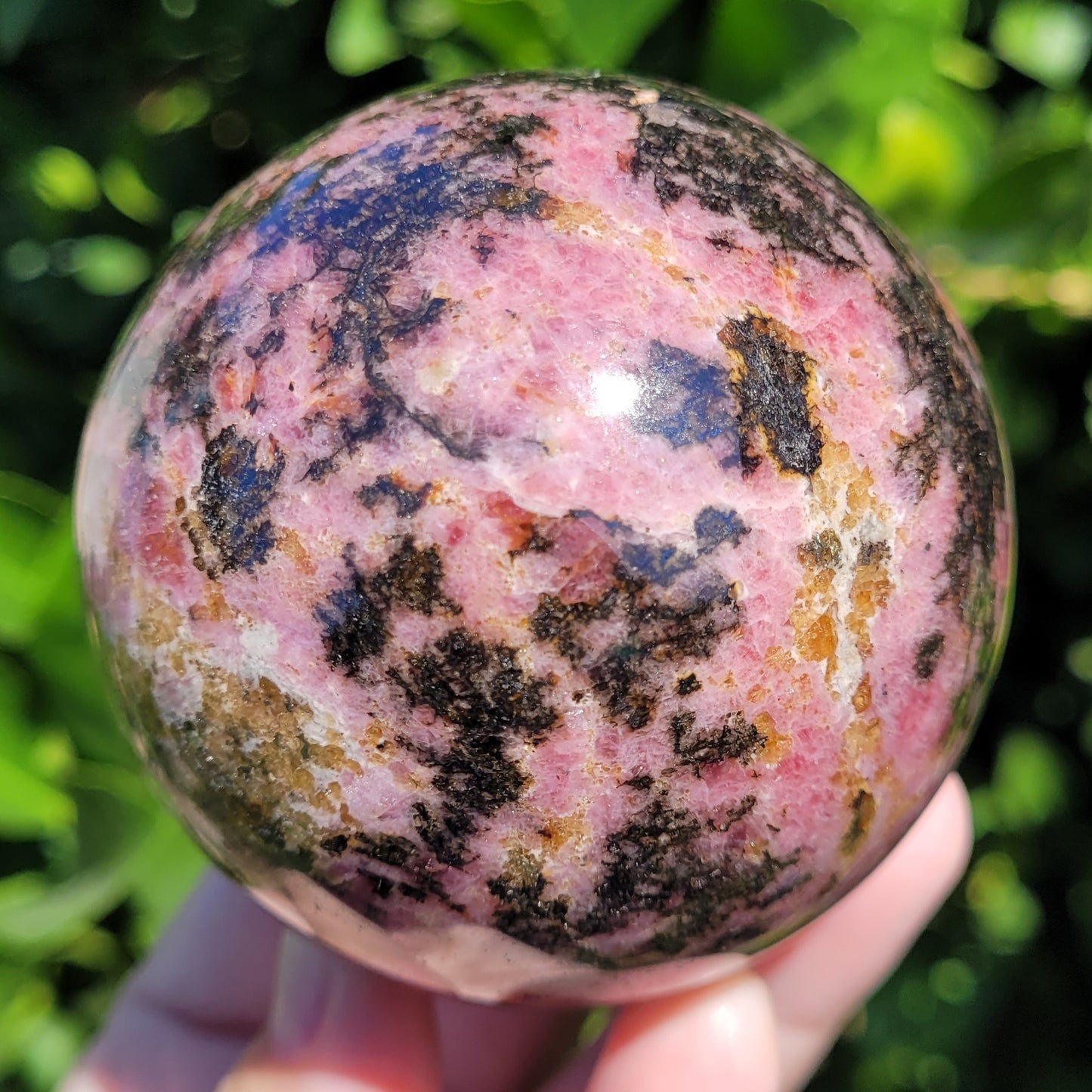 Rhodonite Sphere, 652g, 70mm, 2.8" (#A)