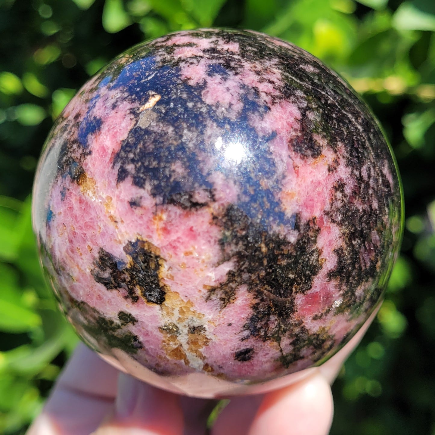 Rhodonite Sphere, 652g, 70mm, 2.8" (#A)