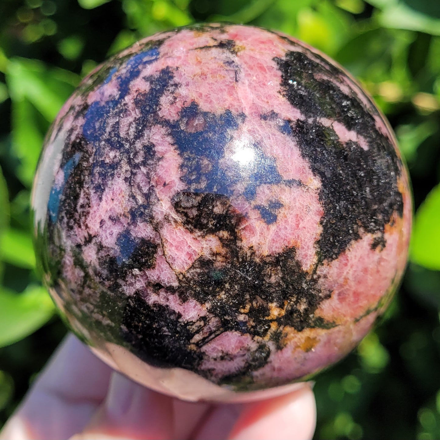 Rhodonite Sphere, 652g, 70mm, 2.8" (#A)