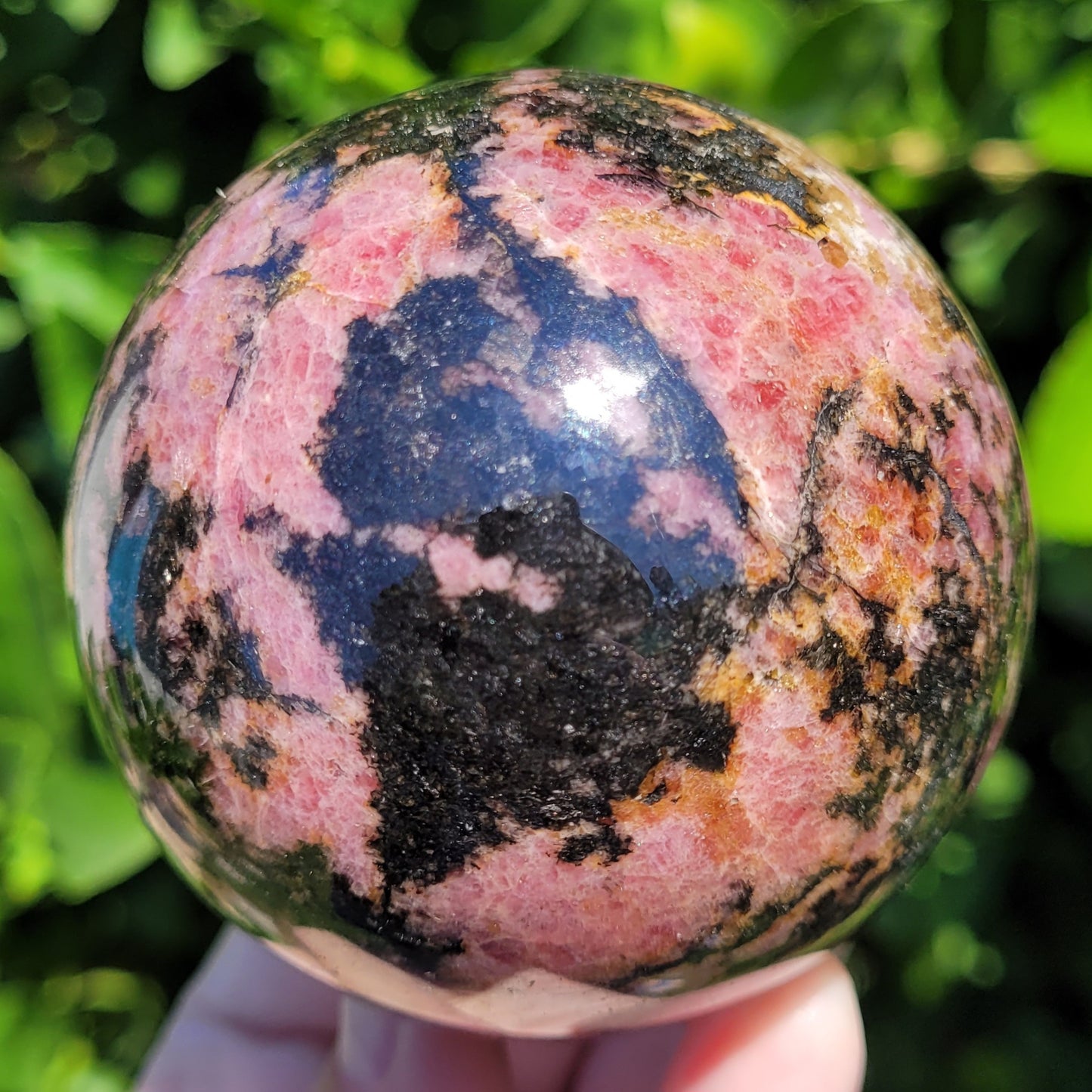 Rhodonite Sphere, 652g, 70mm, 2.8" (#A)