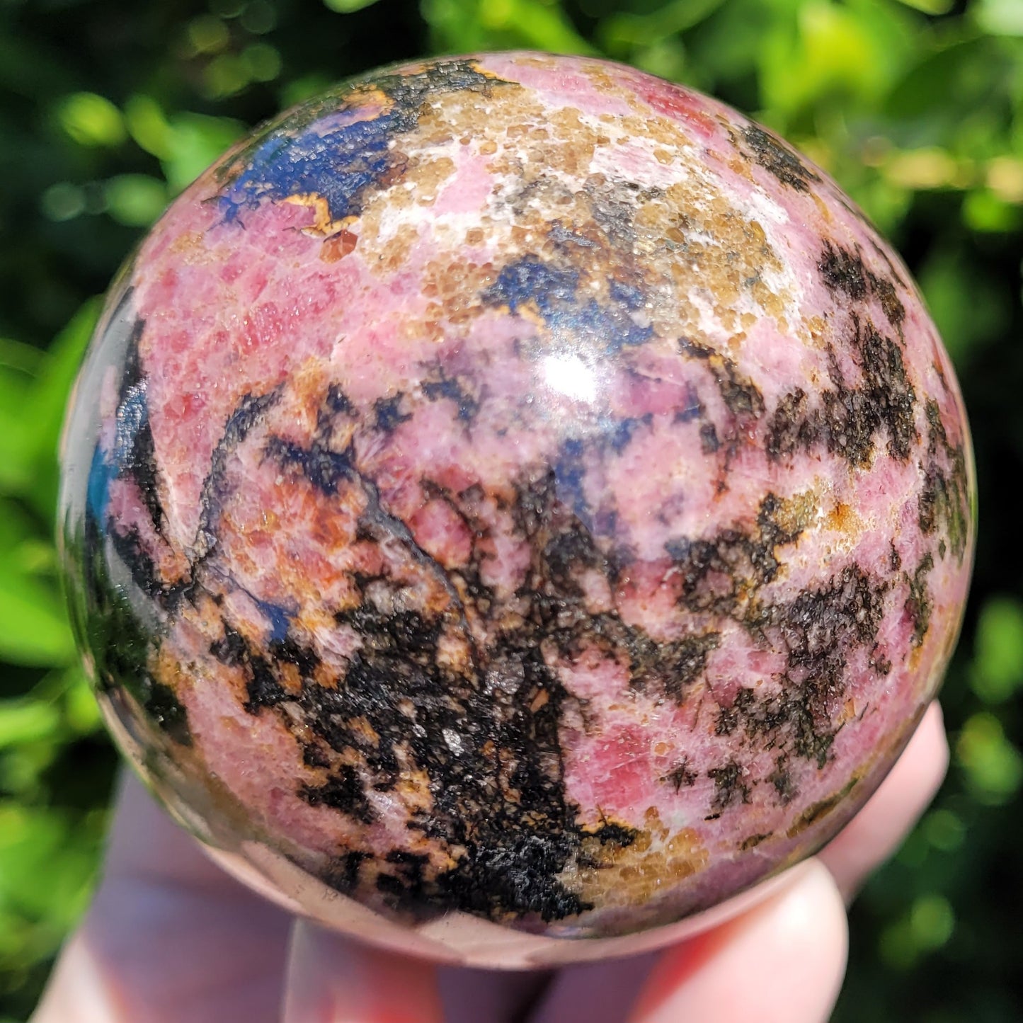 Rhodonite Sphere, 652g, 70mm, 2.8" (#A)