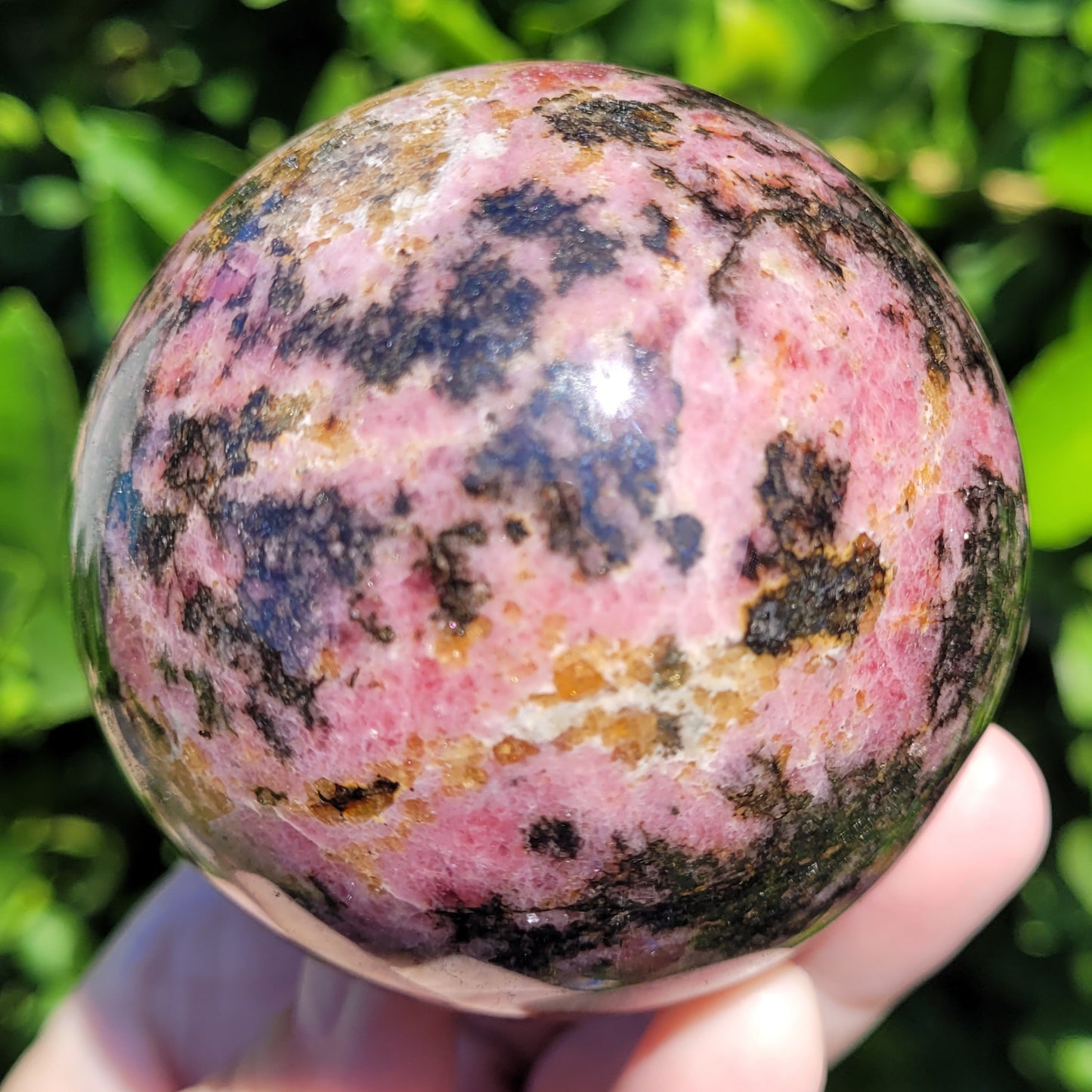 Rhodonite Sphere, 652g, 70mm, 2.8" (#A)