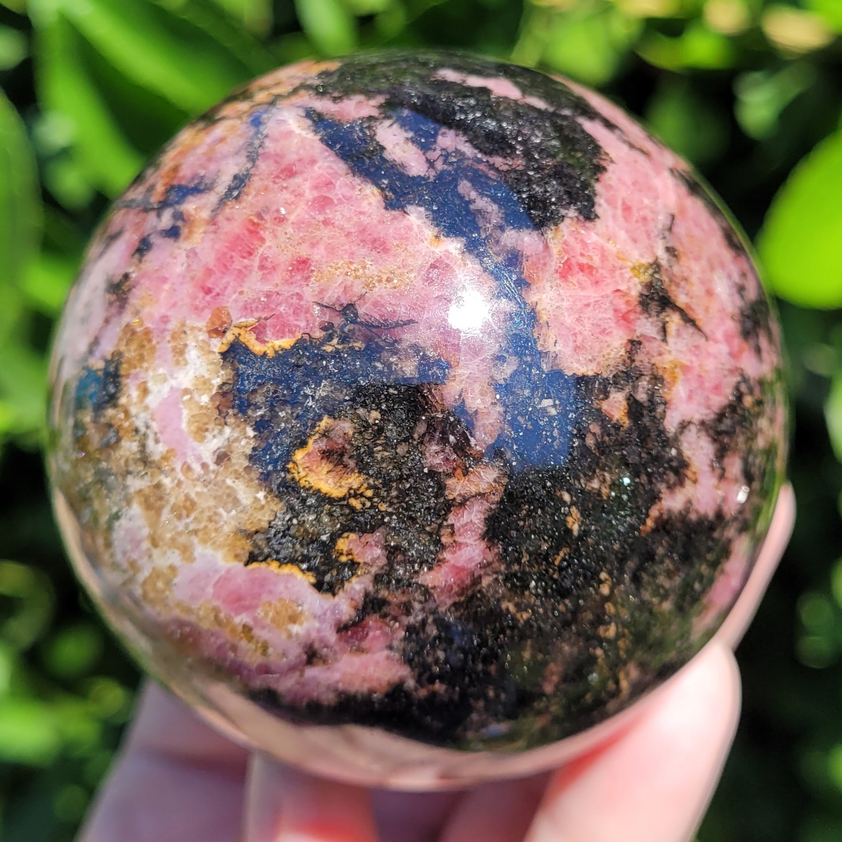 Rhodonite crystal ball