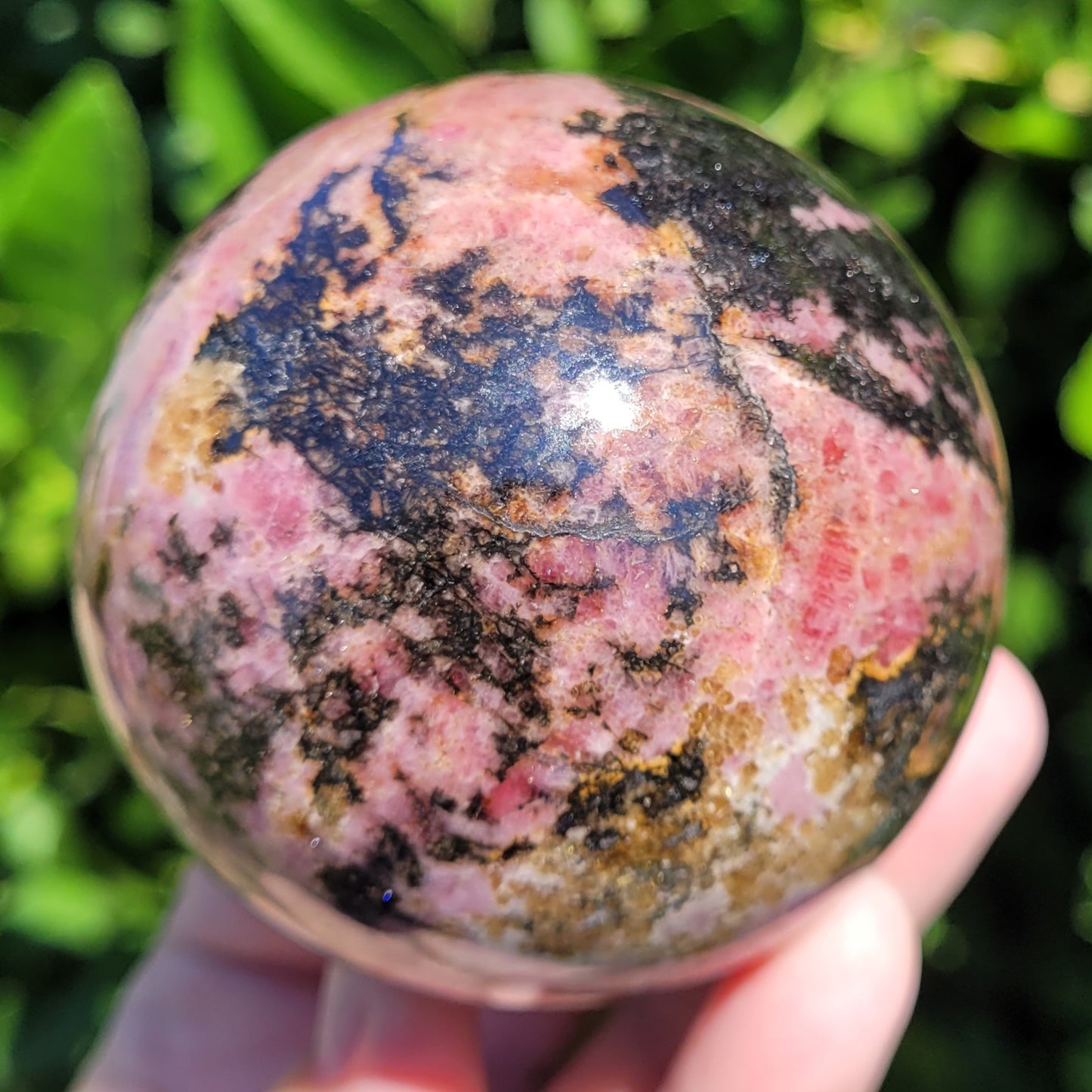 Rhodonite Sphere, 652g, 70mm, 2.8" (#A)