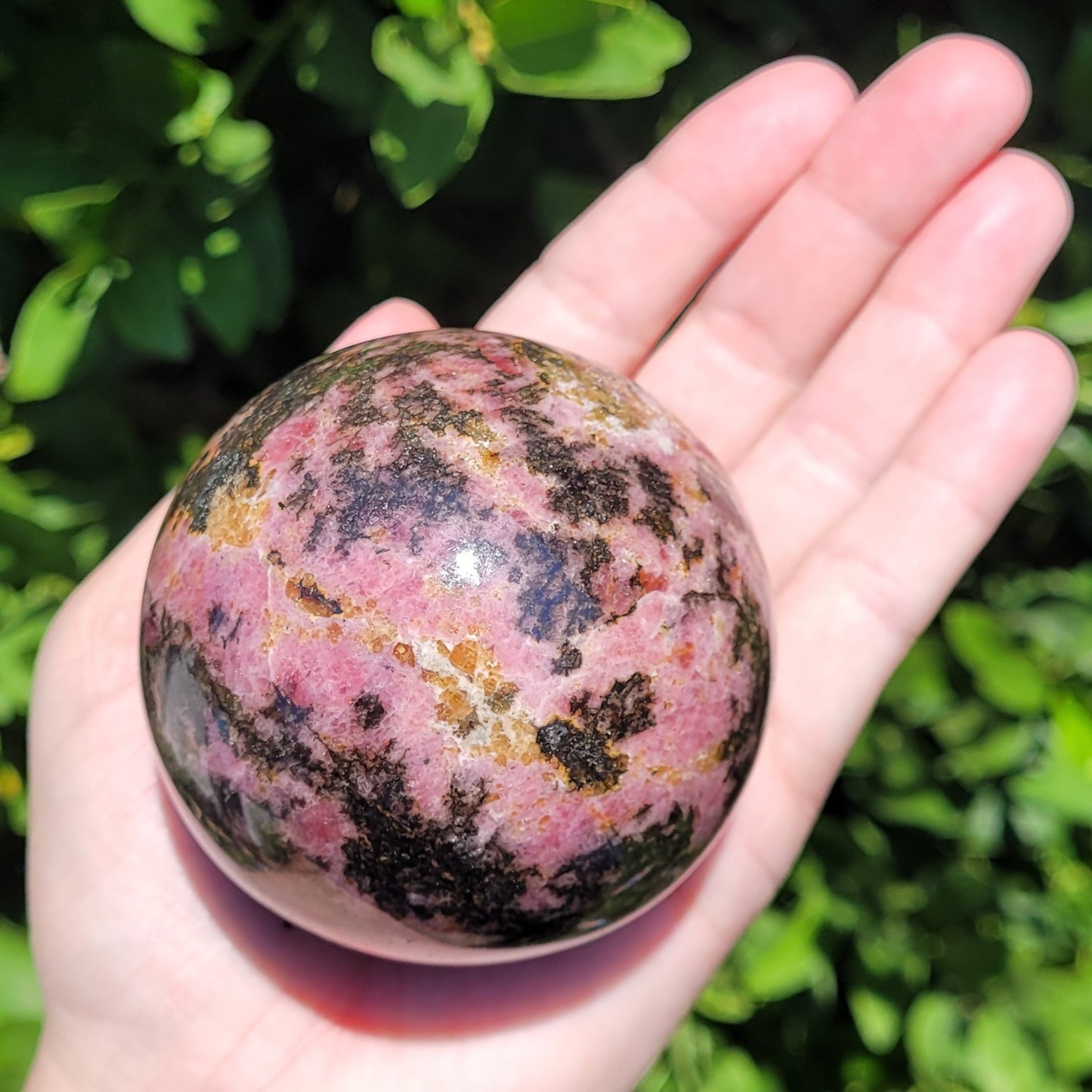 Rhodonite Sphere, 652g, 70mm, 2.8" (#A)