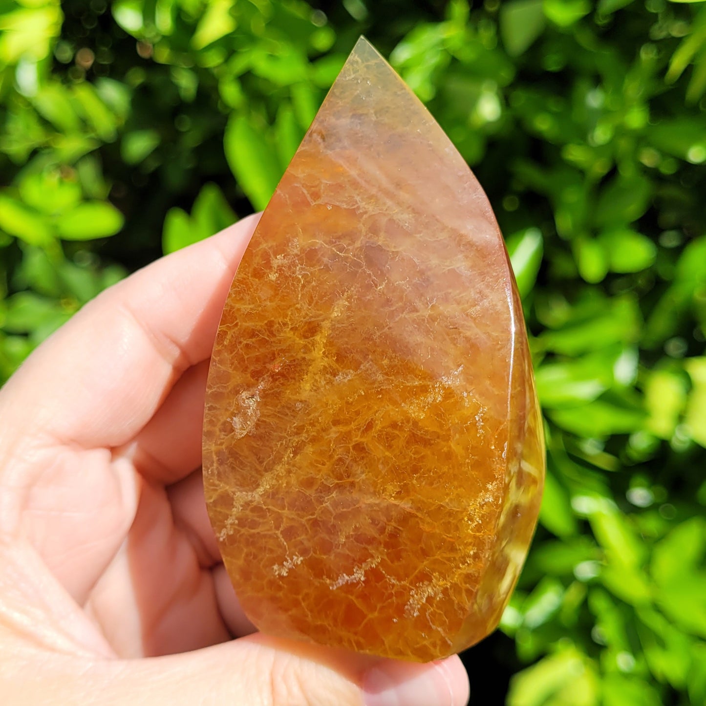 Yellow Fluorite Crystal Flame, 291g, 3.6" (#S)