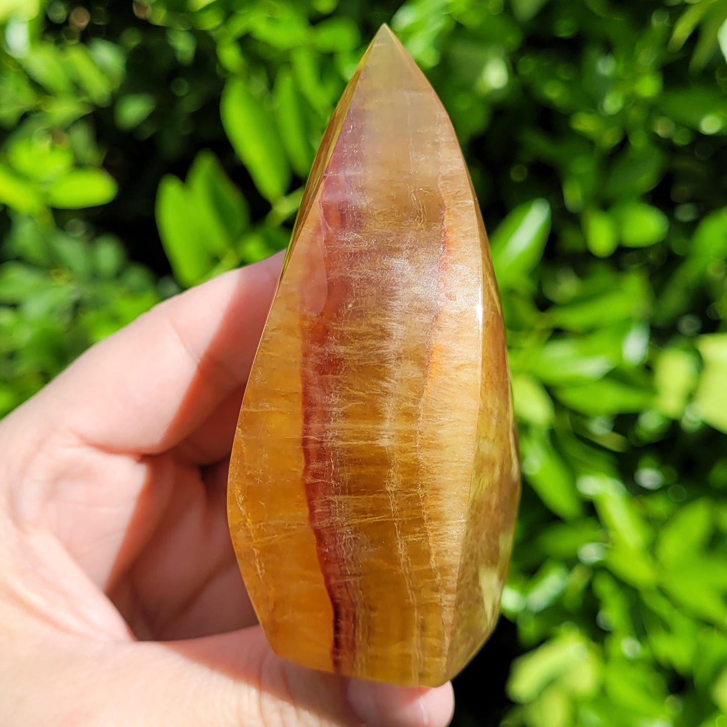 Yellow Fluorite Crystal Flame, 291g, 3.6" (#S)