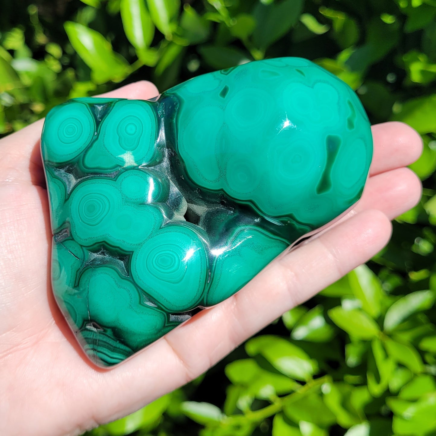 Malachite Polished Crystal Specimen, 699g, 4.4"