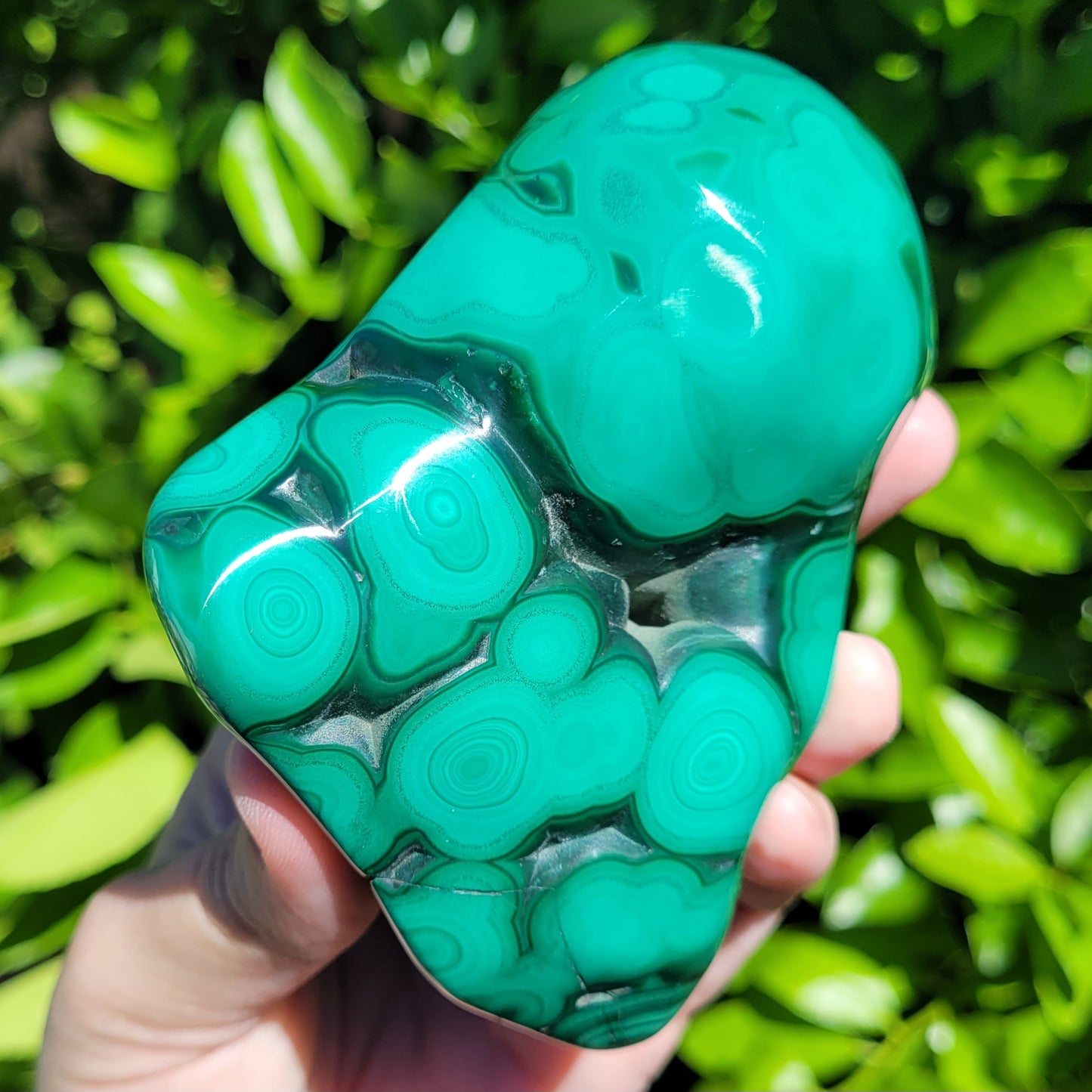 Malachite Polished Crystal Specimen, 699g, 4.4"