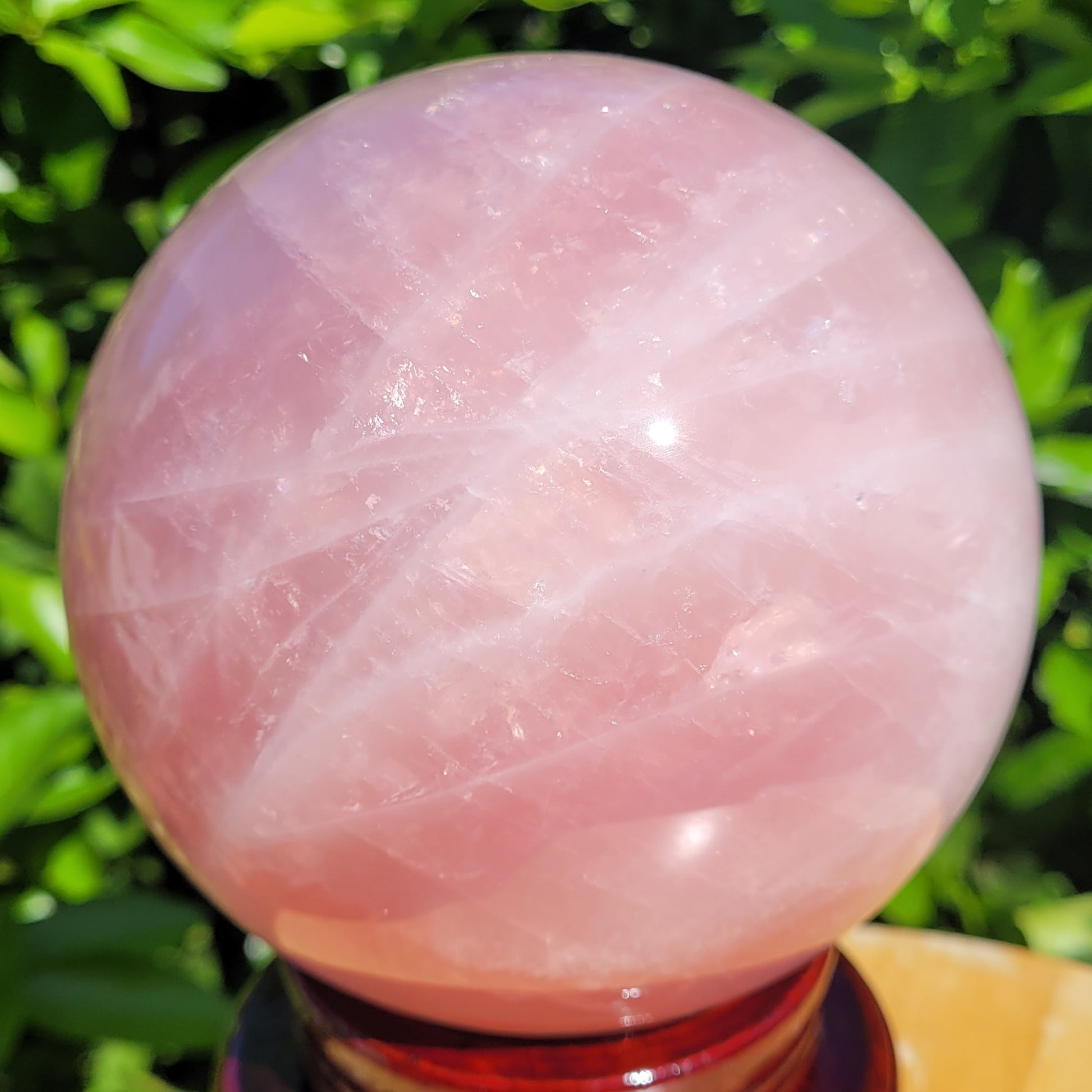 Large pink Rose Quartz crystal sphere