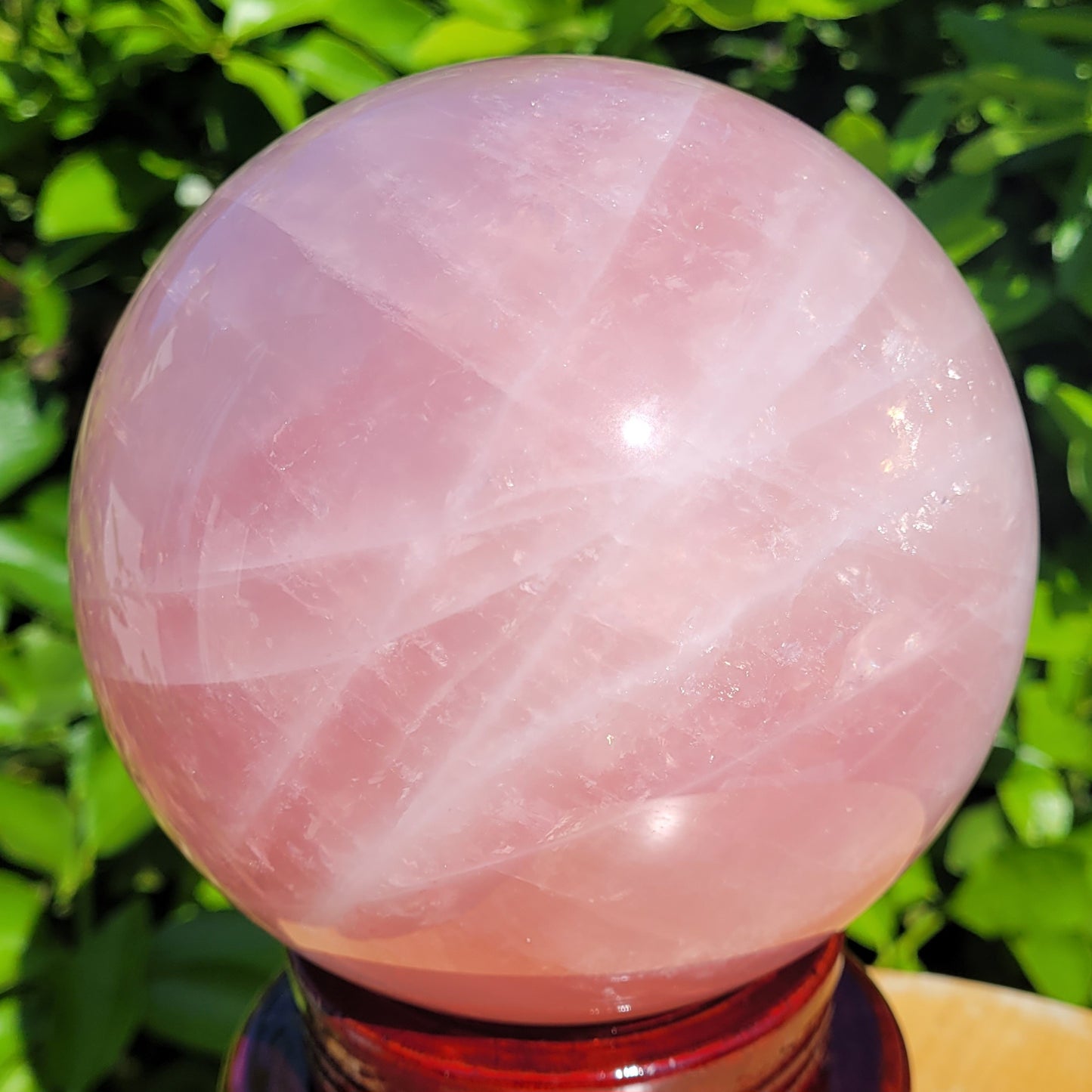 Large pink Rose Quartz crystal sphere