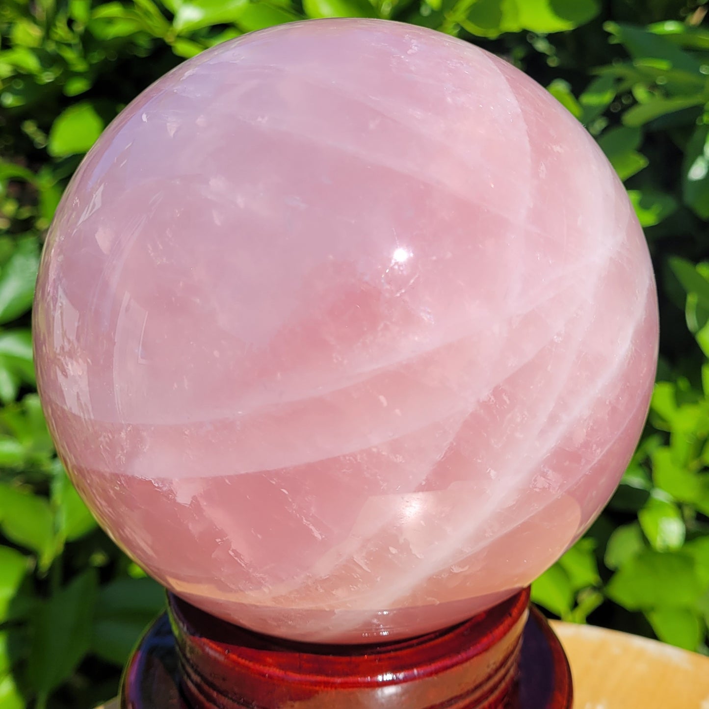 Large pink Rose Quartz crystal sphere