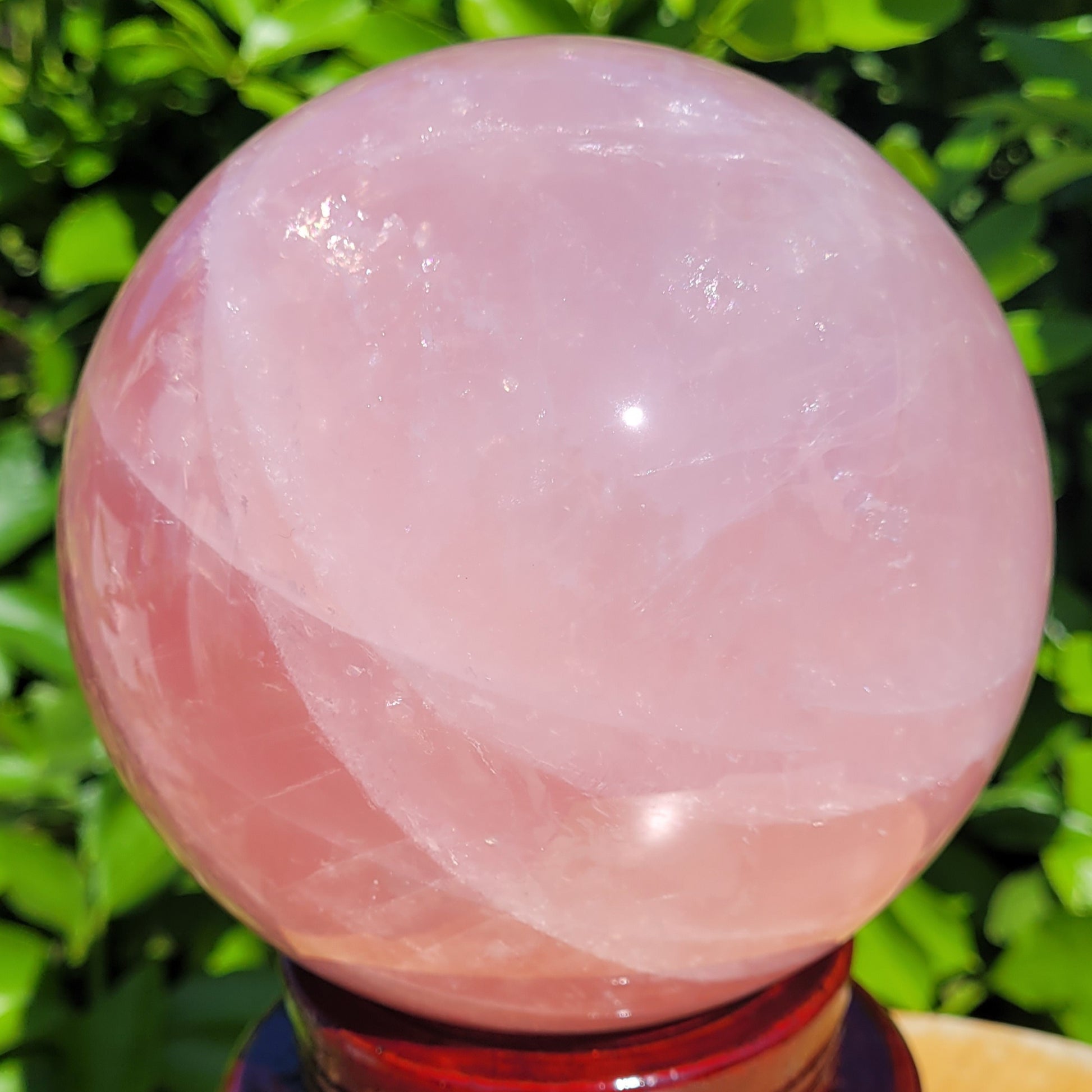 Large pink Rose Quartz crystal sphere