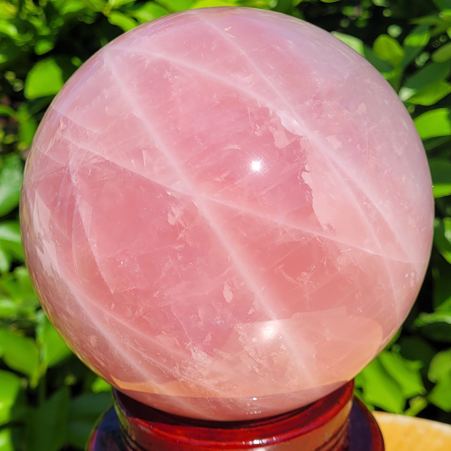 Large pink Rose Quartz crystal sphere