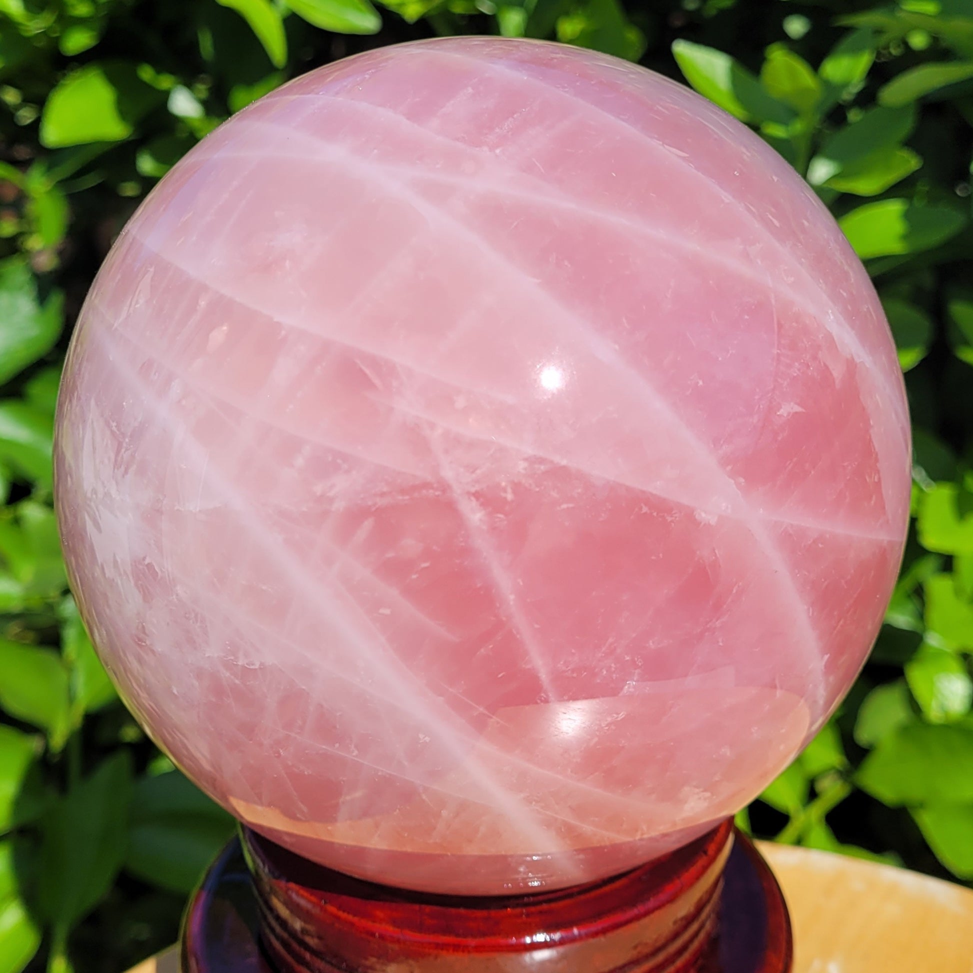 Large pink Rose Quartz crystal sphere