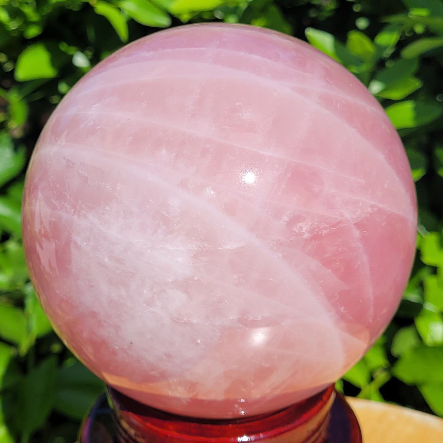 Large pink Rose Quartz crystal sphere