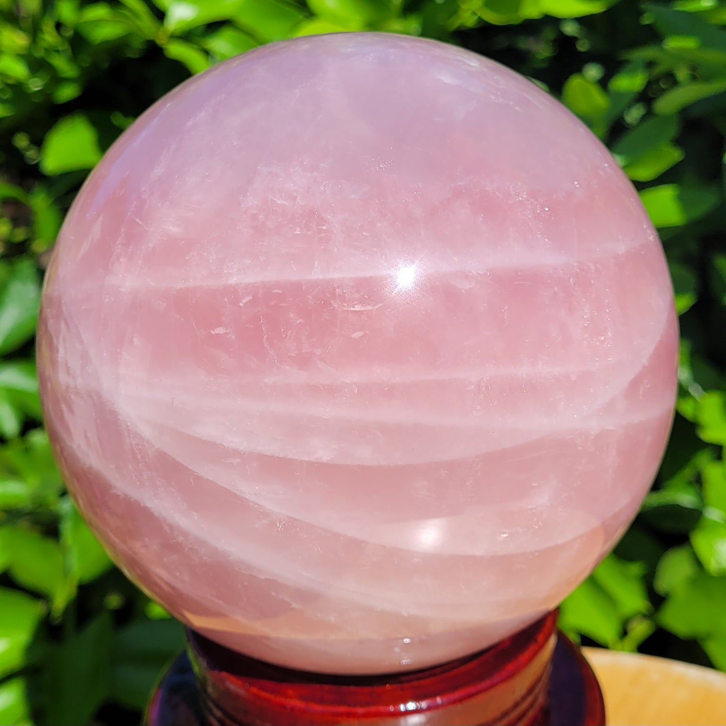 Large pink Rose Quartz crystal sphere