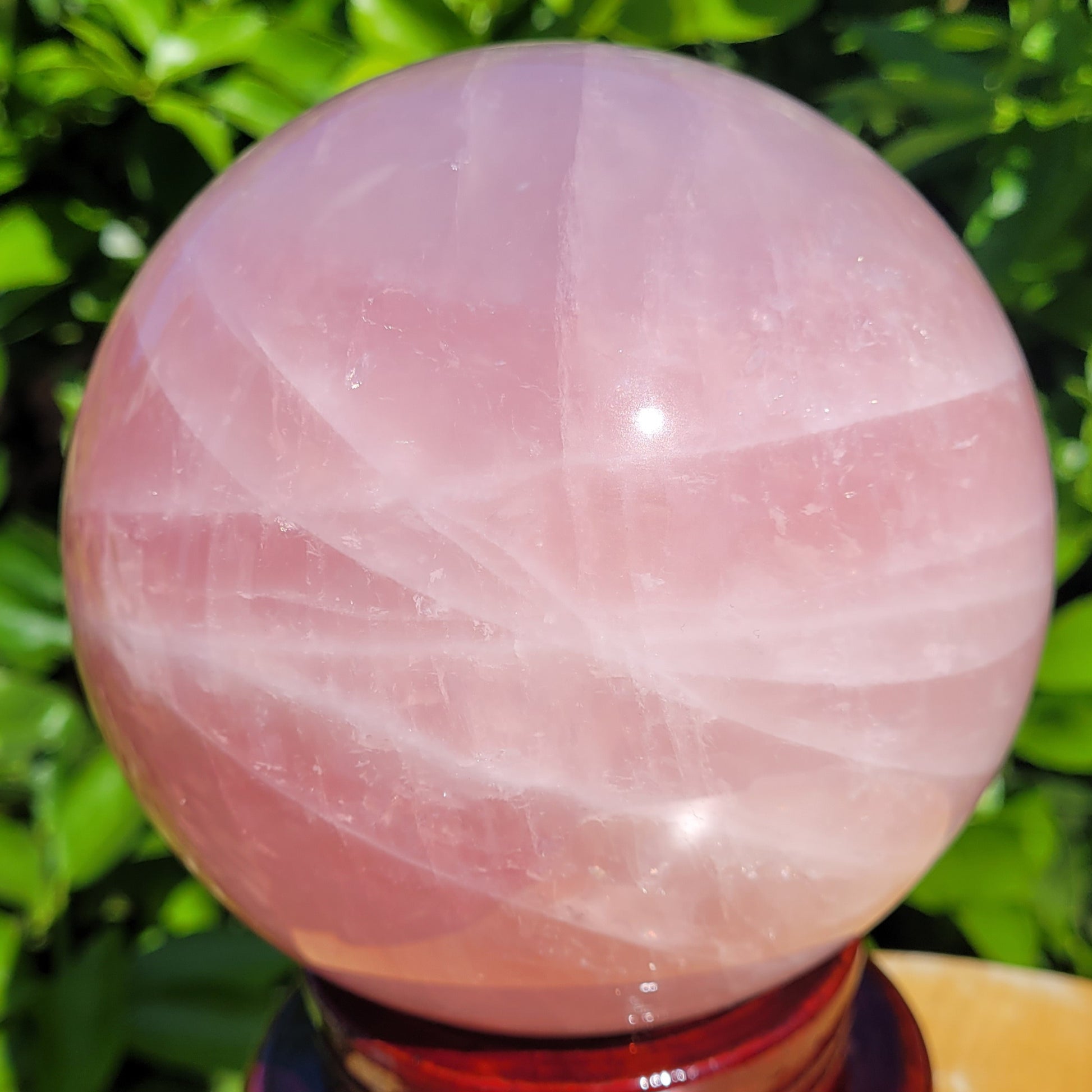 Large pink Rose Quartz crystal sphere