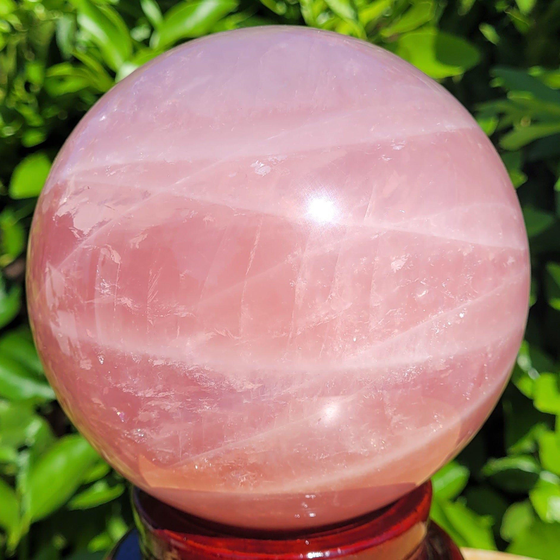 Large pink Rose Quartz crystal sphere