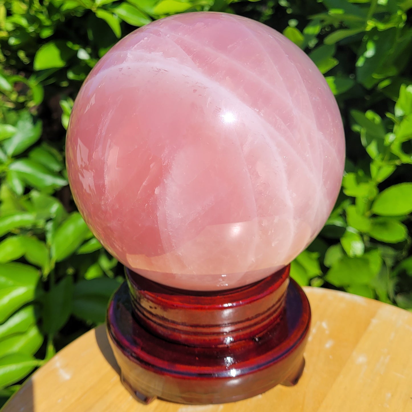 Large pink Rose Quartz crystal sphere