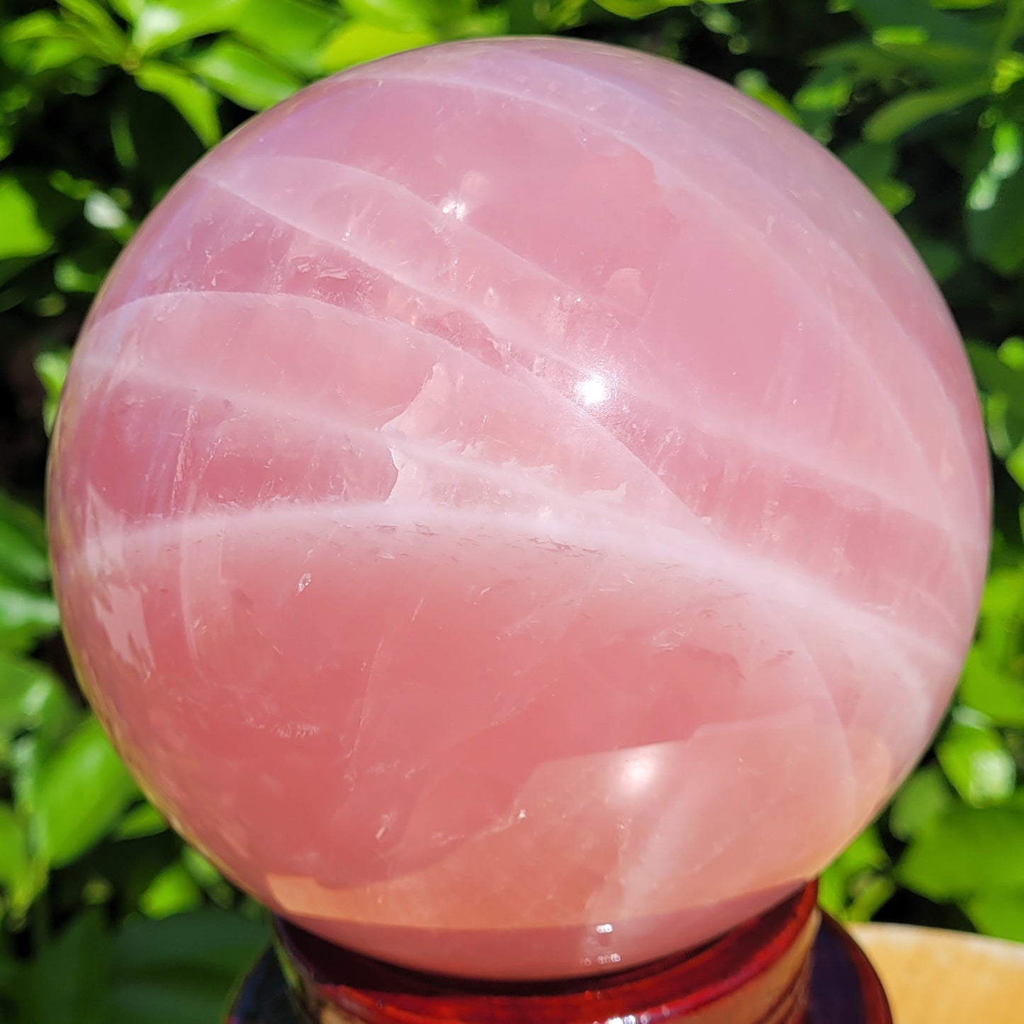 Large pink Rose Quartz crystal sphere