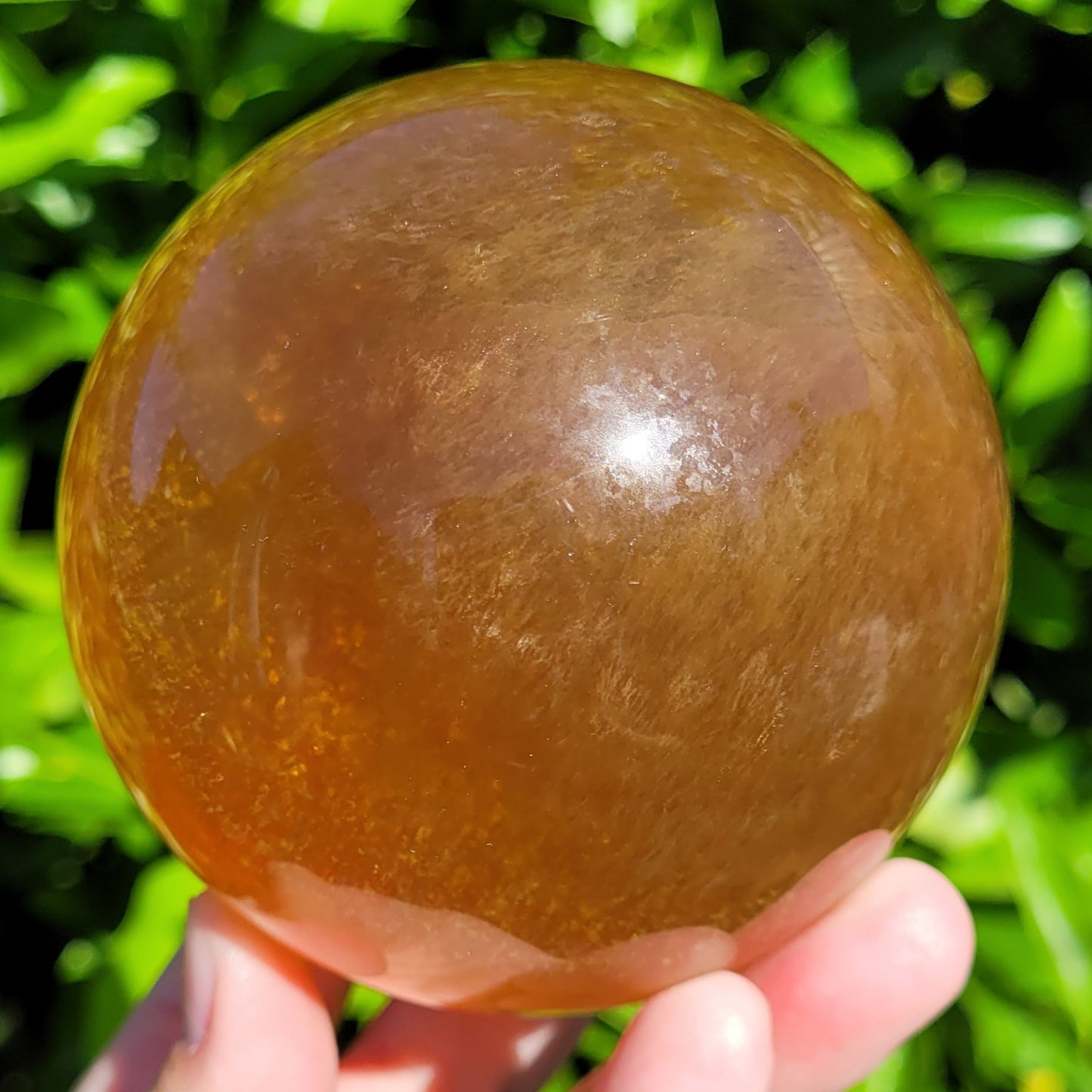 Yellow Banded Fluorite Crystal Sphere, 1174g, 3.6", 90mm