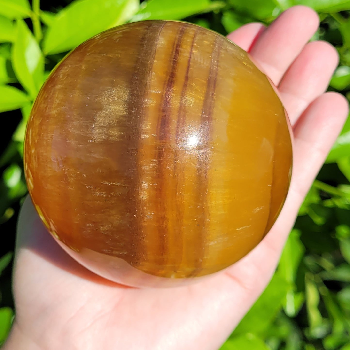 Yellow Banded Fluorite Crystal Sphere