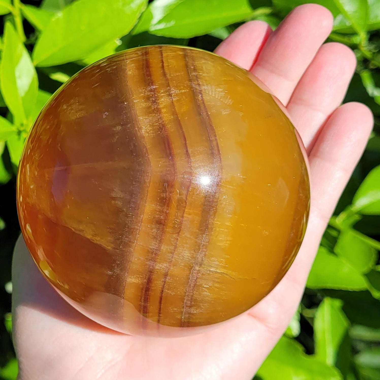 Yellow Fluorite Crystal ball