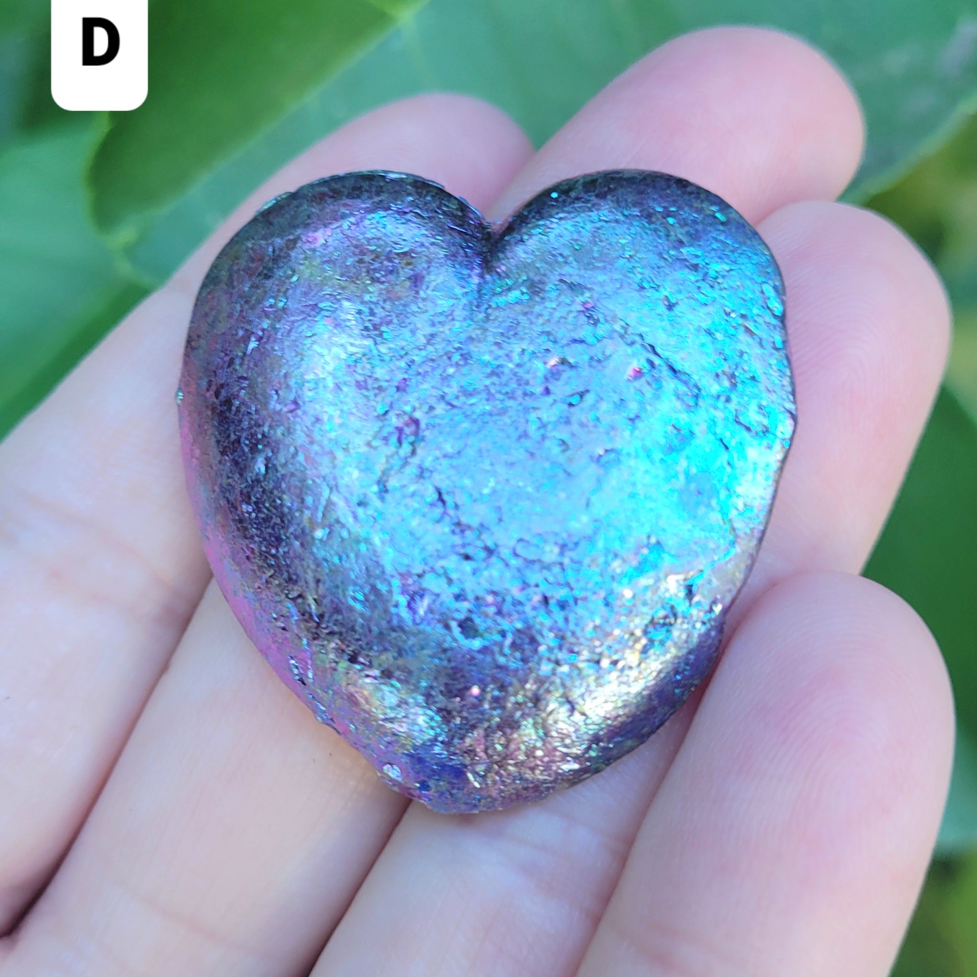 Bismuth heart with crystals