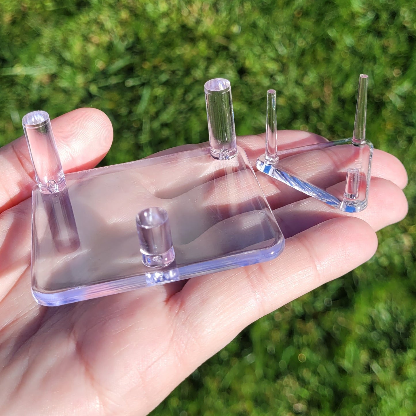 Clear Acrylic 3-Leg Display Stands for Crystal Specimens, Geodes, Products in 1.5" and 2.5"