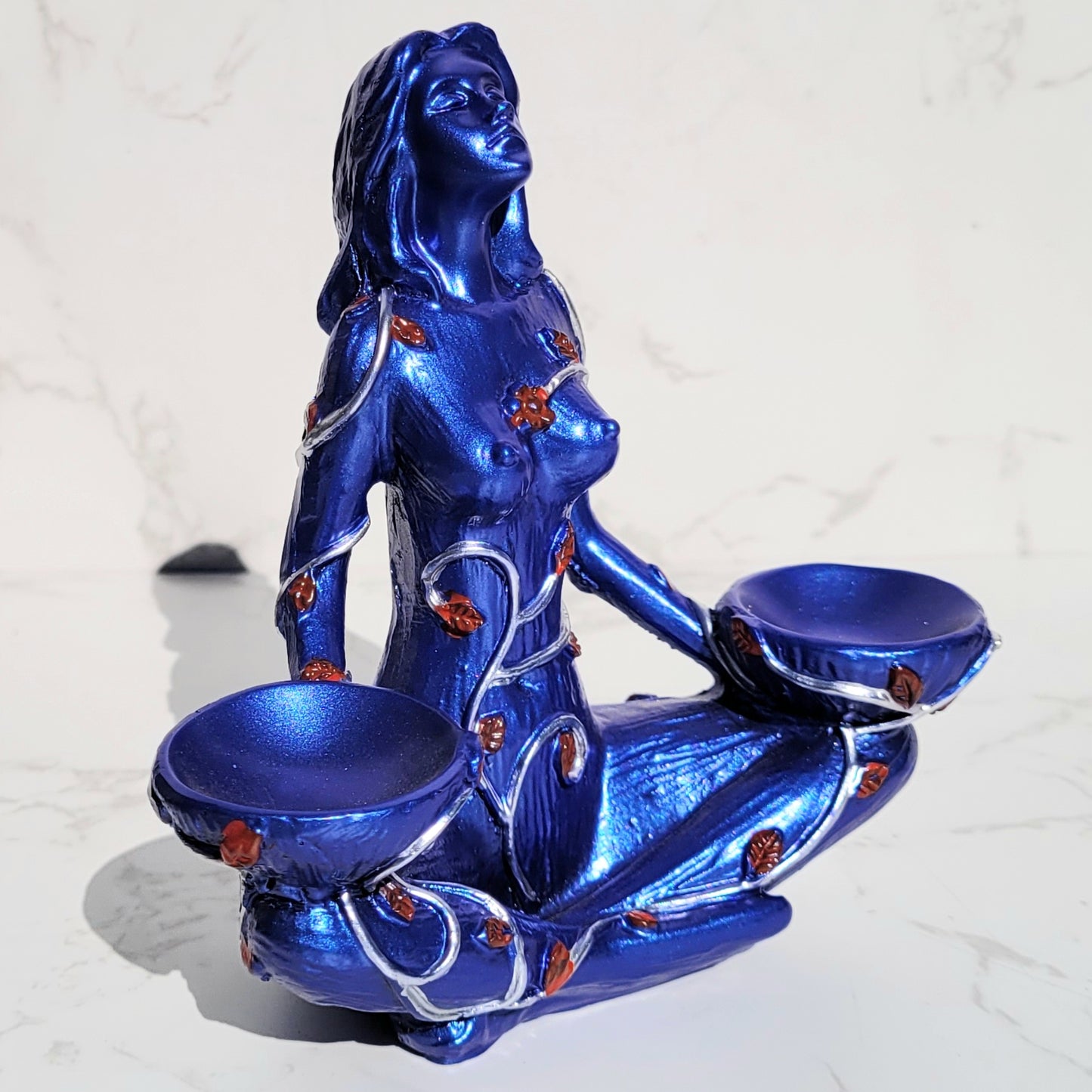 Goddess Two Sphere Display Stand in Blue or Black Sparkle, For Crystal Balls from 1" to 2.4" (25mm to 60mm)