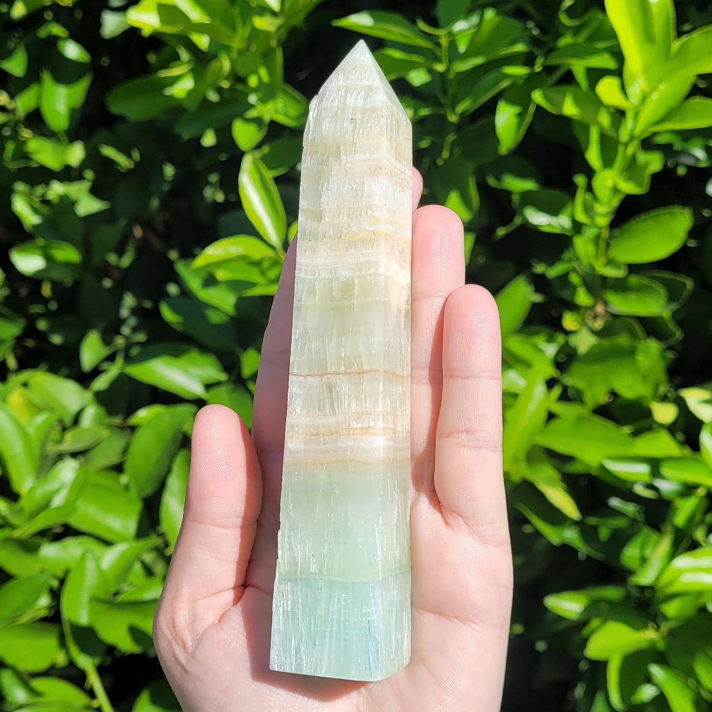 Pistachio Calcite Crystal Tower, 6.1" and 235 Grams