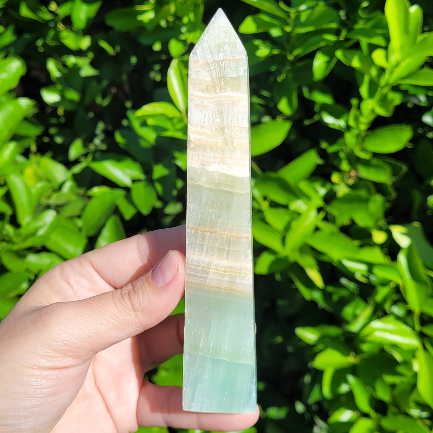 Pistachio Calcite Crystal Tower, 6.1" and 235 Grams